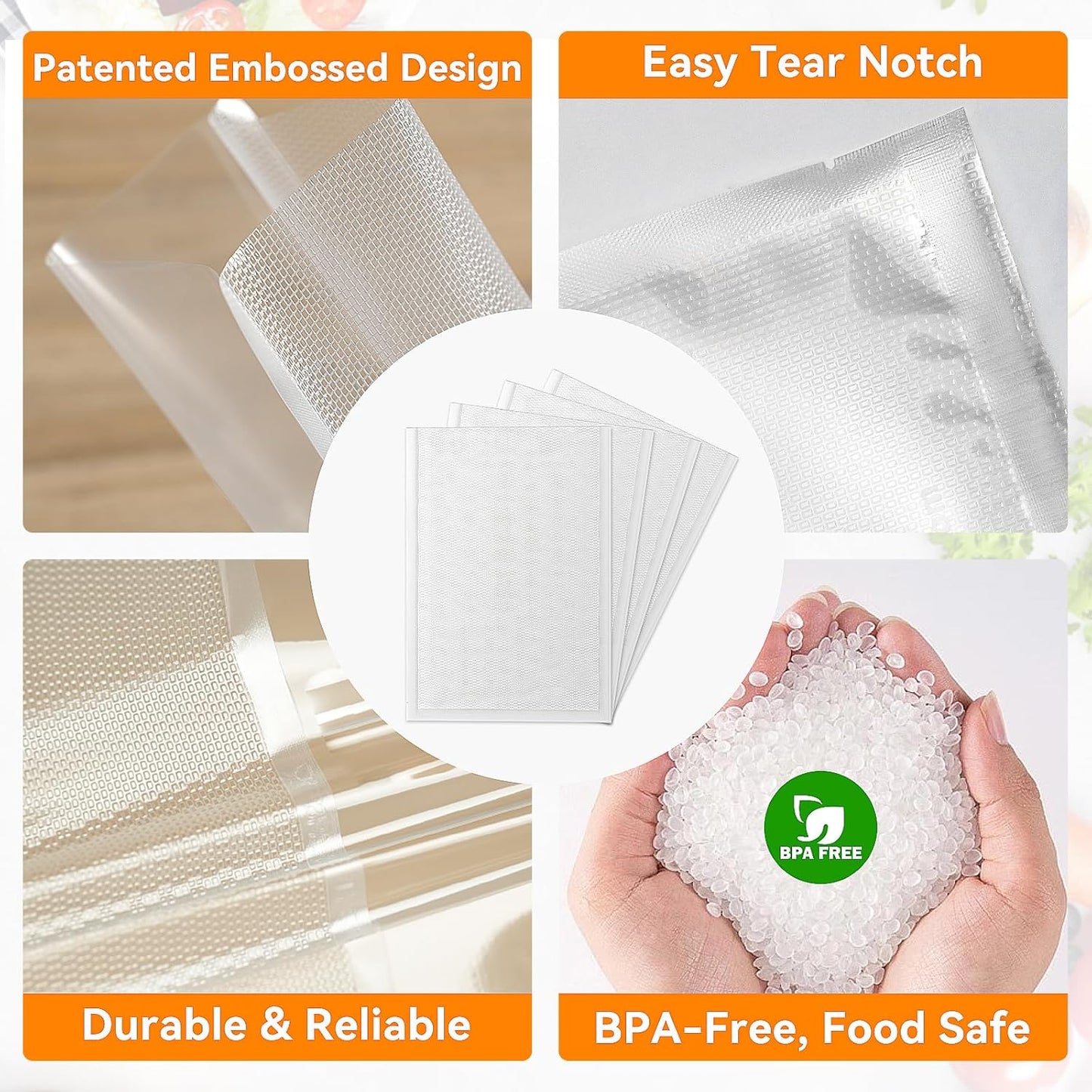 Vacuum Sealer Bags – 100 Count (6″×10″ & 8″×12″), Heavy-Duty Bpa-Free Food Storage Bags, Puncture-Resistant, Freezer & Sous Vide Safe, Compatible with All Vacuum Sealers