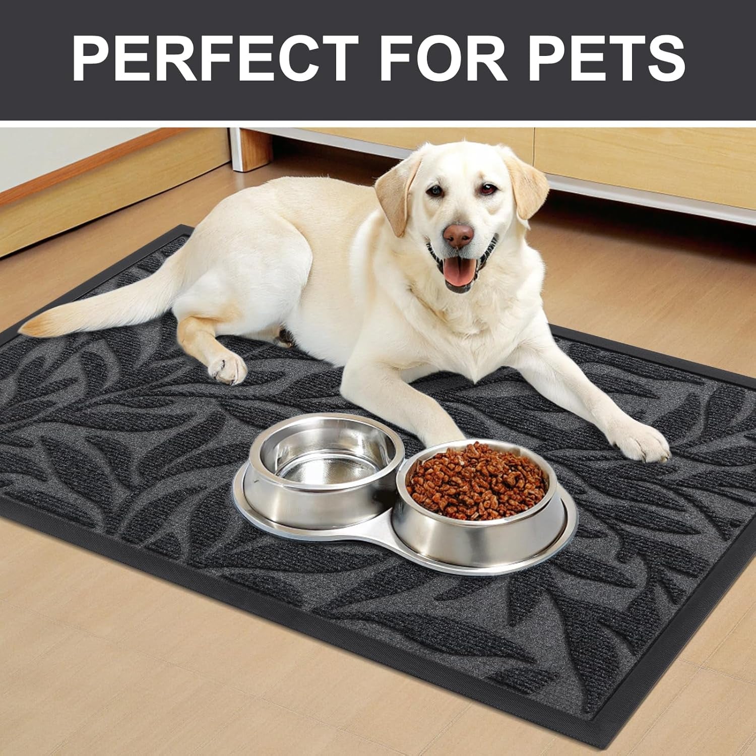 Front Door Mat Indoor Outdoor Entrance, Heavy Duty Natural Rubber, Trap Dirt and Moisture, Non-Slip Doormats, Low Profile, Easy Clean Patio Porch Entryway Mat, 29.5X17, Grey