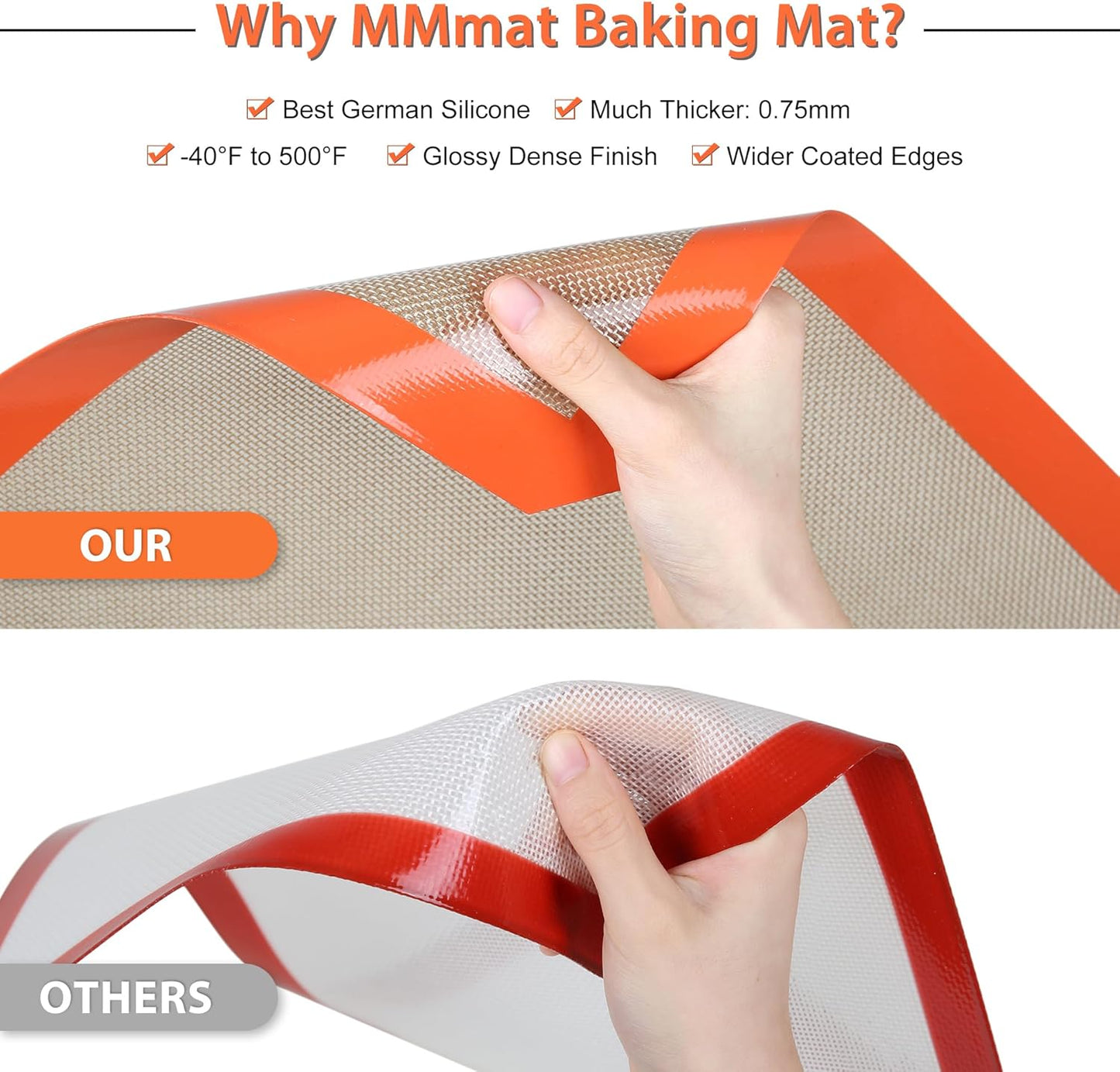 Silicone Baking Mats - Best German Silicone, Non Slip Baking Sheet, Non Stick Reusable Silicone Mats for Baking, Food Grade Oven Liner, Counter Mat, Set of 6