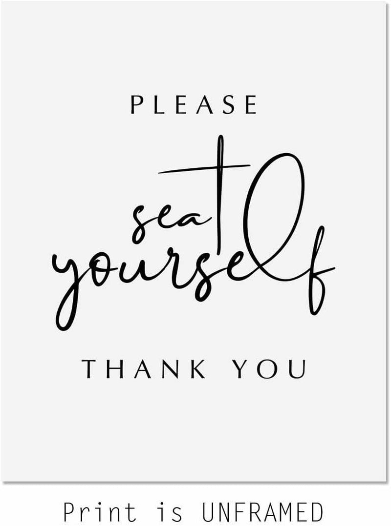 Please Seat Yourself, Bathroom Sign, Washroom Print, Bathroom Wall Decor, Funny Toilet Art, Restaurant Wall Decor, Funny Bathroom Art, 8X10 Inch,Unframed
