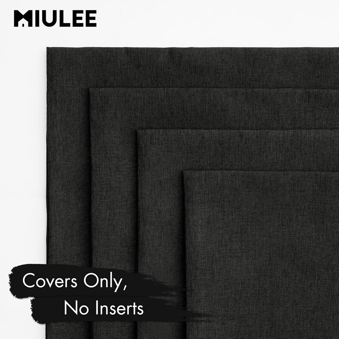 Pack of 4 Decorative Outdoor Throw Pillow Covers Linen Waterproof Pillow Covers Farmhouse Cushion Cases for Patio Garden Tent Balcony Couch Sofa 16X16 Inch Black
