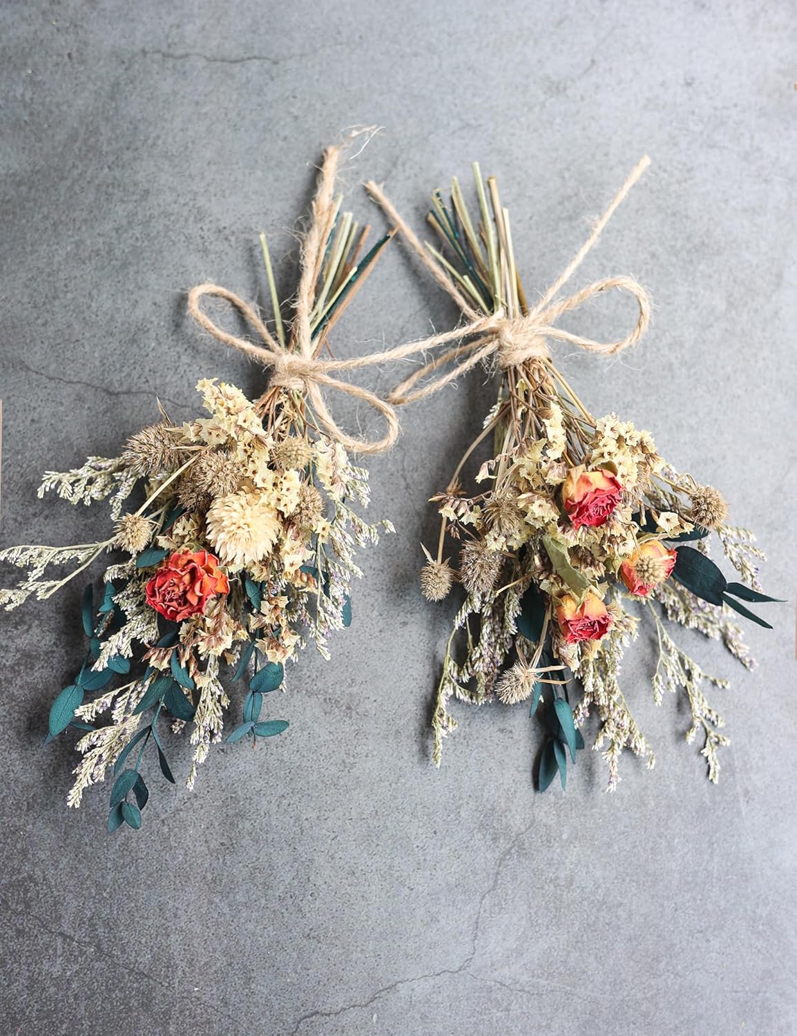 Mini Dried Flower Bouquet (Pack of 6), Rose Bouquets, Party Favours, Bohemian Plate Decoration, Birthday Cake Dried Flower Gift Box Companion, Photography Props (Rose)