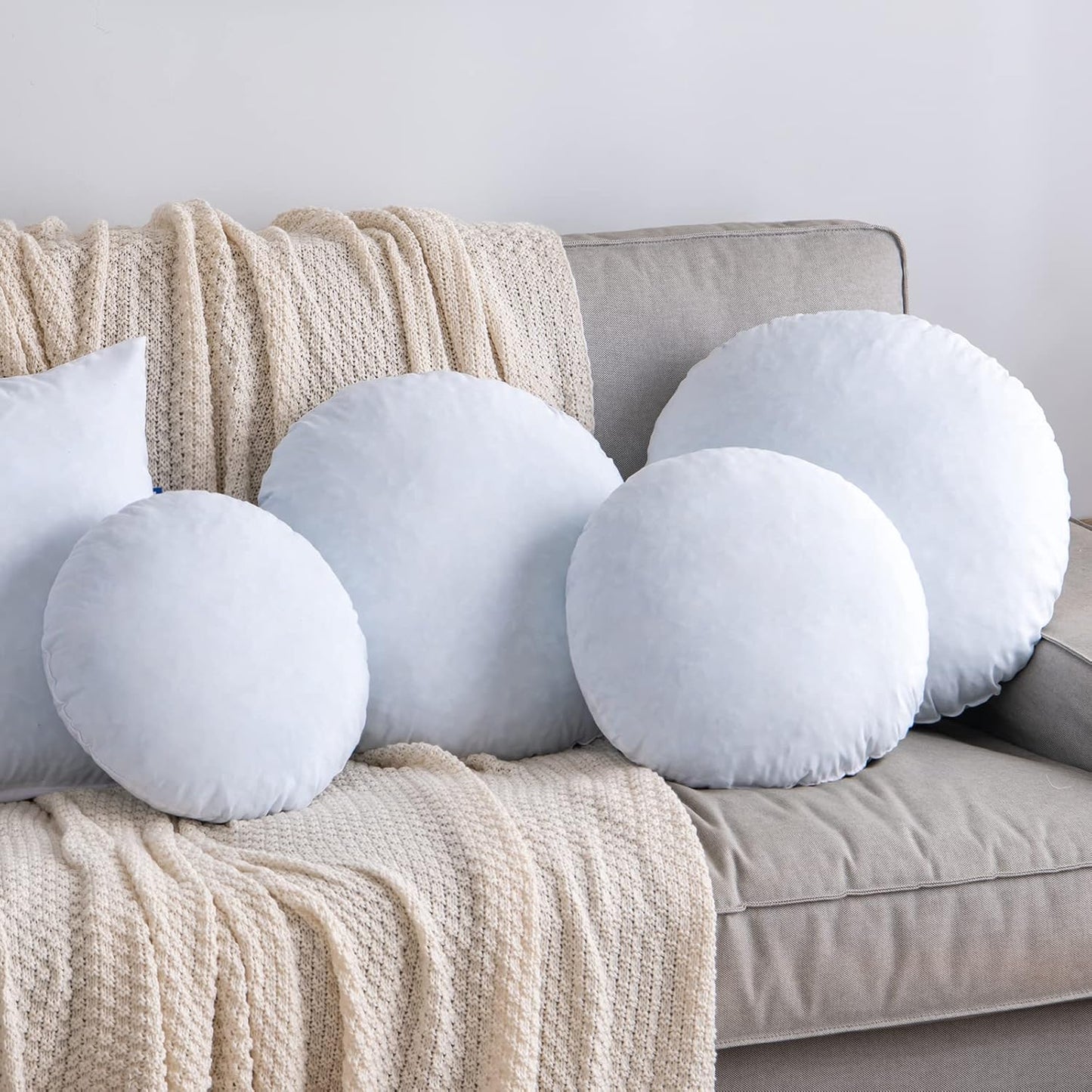 14 Inch round Pillow Insert, Floor Pillow Memory Foam Circular Cushion Decorative Throw Pillow Stuffer Lumbar Sham Forms for Couch Bed Sofa Meditation