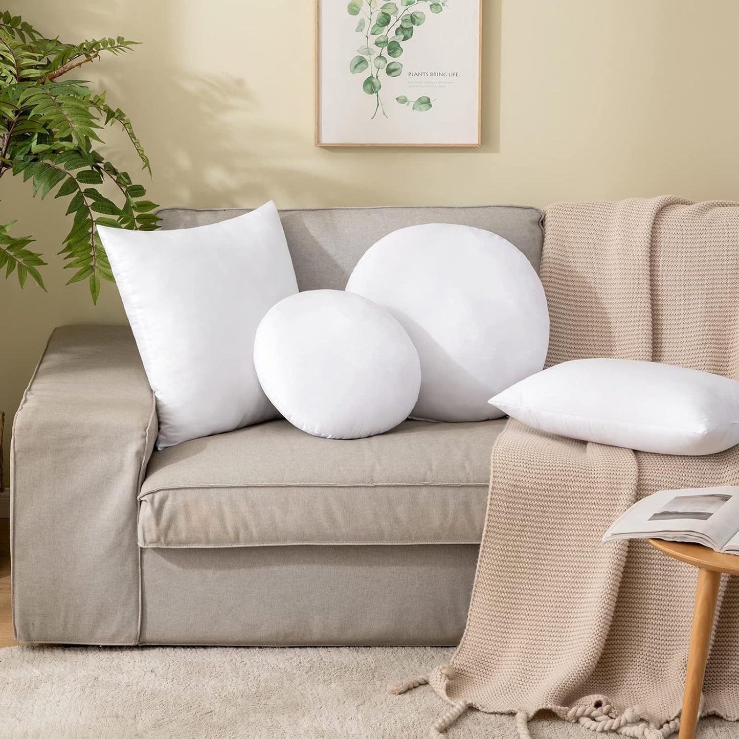 14 Inch round Throw Pillows Pillow Insert, Floor Pillow Form Stuffer Sham for Decorative Cushion Bed Couch Sofa Wedding