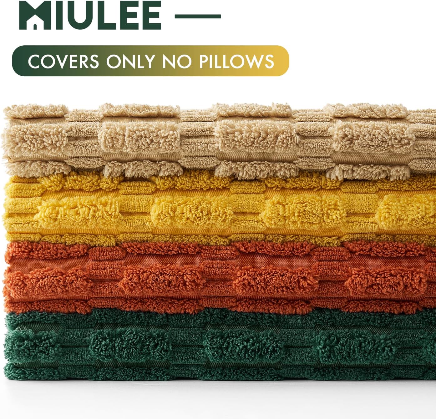 Pack of 4 Boho Farmhouse Yellow and Orange Corduroy Decorative Throw Pillow Covers 18X18 Inch Modern Retro Soft Striped Pillow Covers Home Decor for Sofa Living Room Couch Bed