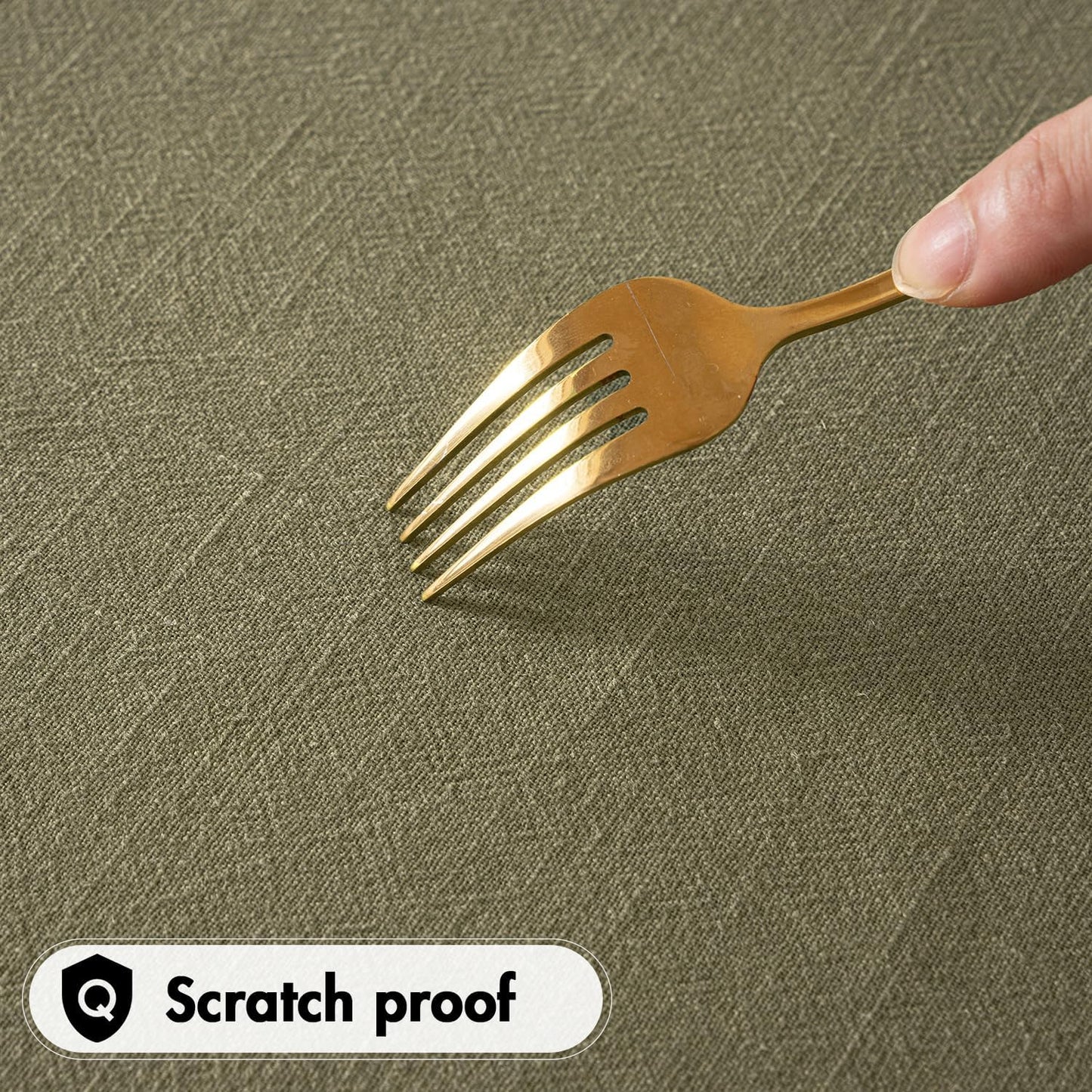 Linen Cotton Blend Tablecloth Rectangle, Luxury Waterproof Stain Resistant Durable Farmhouse Oblong Table Cloth for Dining Party Weddings Birthday Events Boho Decor, 52 X 84 Inch, Olive Green