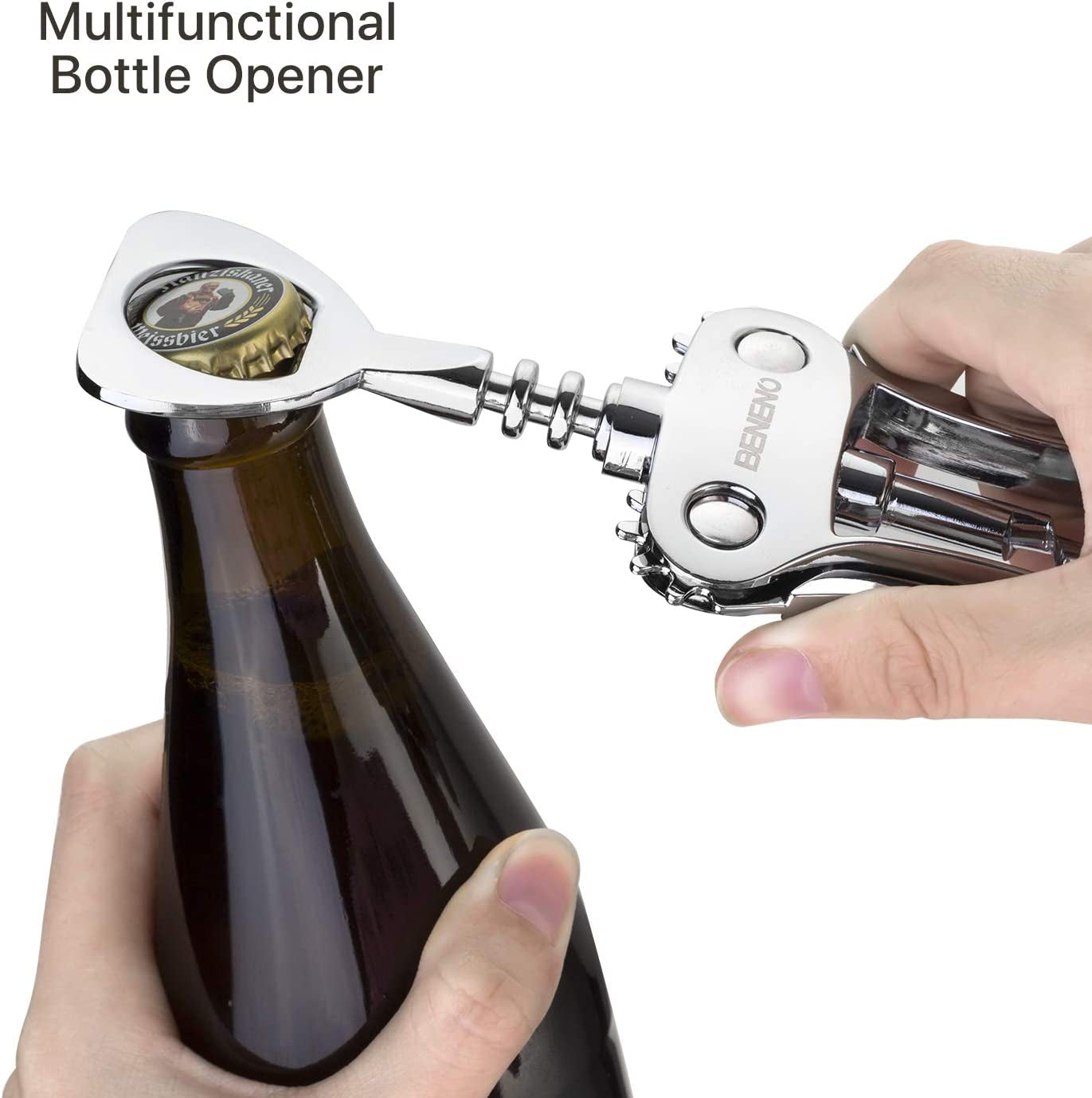 Wine Opener, Zinc Alloy Premium Wing Corkscrew with Multifunctional Bottles Opener, Sharp Wine Corkscrew with Ergonomic Non-Slip Wing Handle, Upgrade