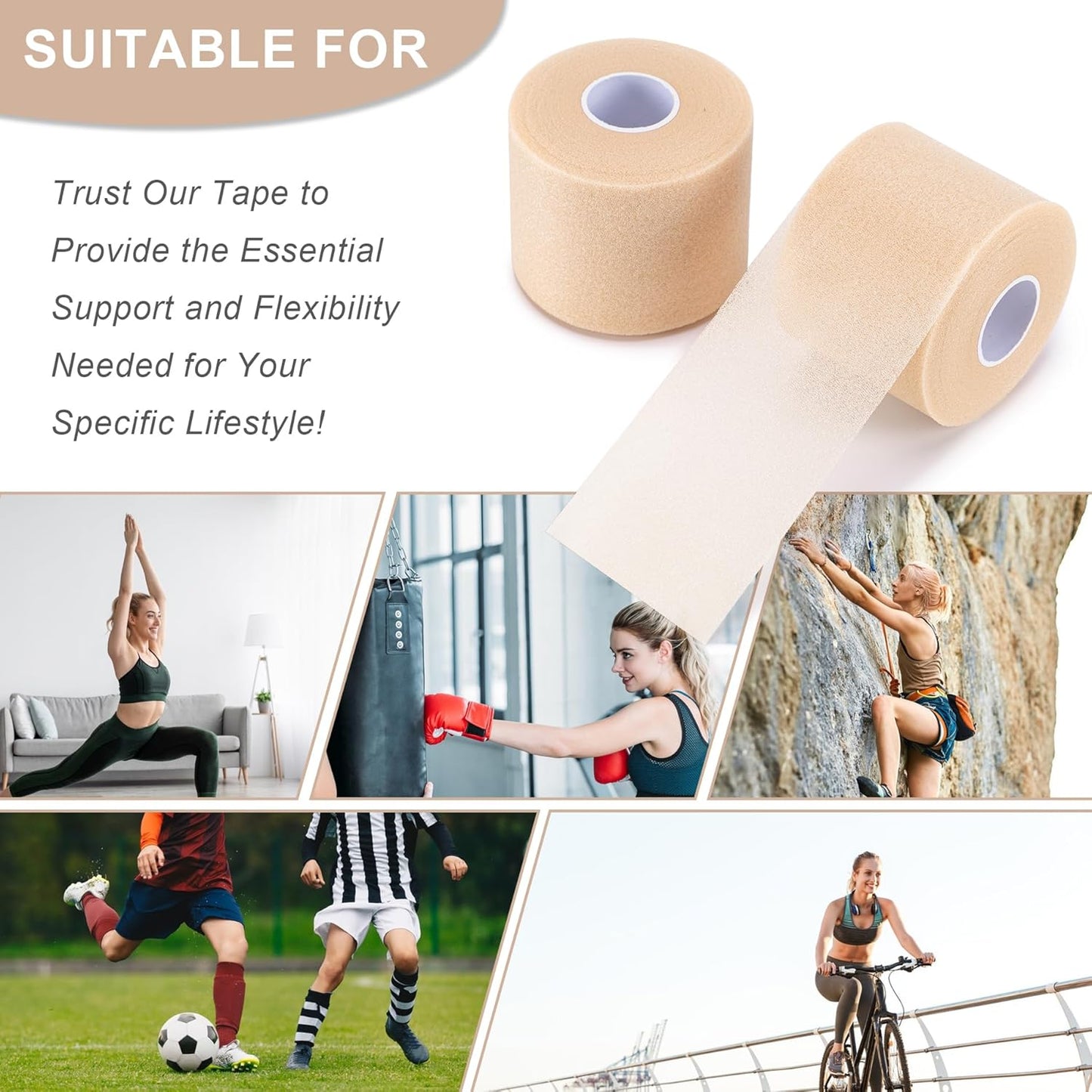 4-Pack Foam Underwrap Athletic Tape for Wrists, Elbows, Knees, and Ankles - Perfect for Gymnastics, Boxing, and Climbing Activities
