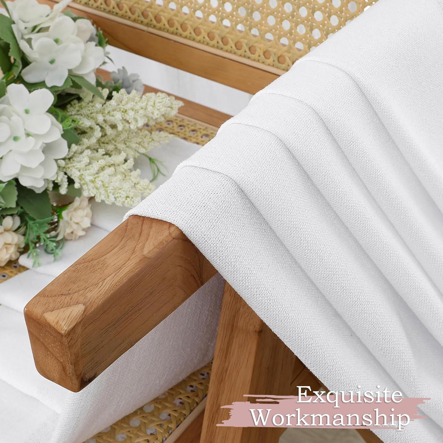 White Short Faux Linen Textured Cafe Kitchen Curtains 36 Inch Length 2 Panels, over Sink Semi Sheer Farmhouse Light Filtering Panels Rod Pocket Drapes for Bathroom Window, 40 X 36 Inch
