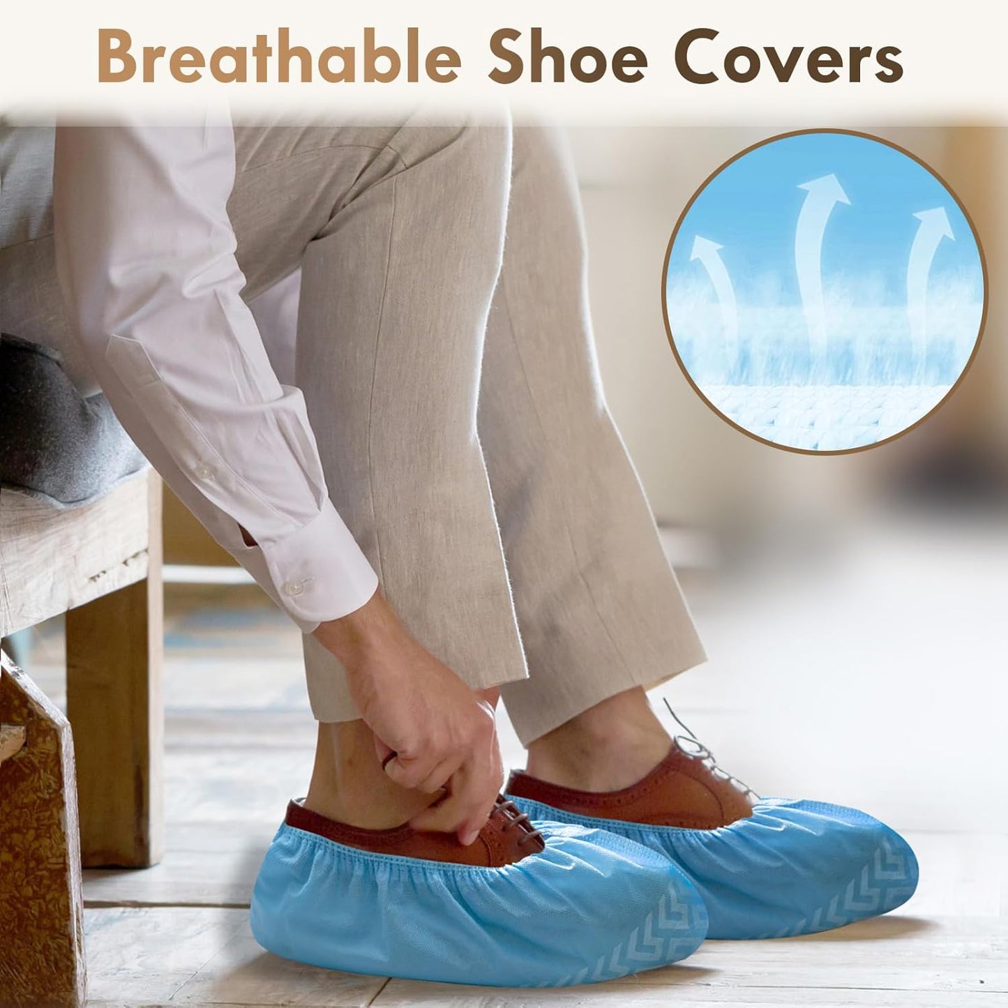 Shoe Covers Disposable Non-Slip,Durable & Recyclable Booties for Shoes Covers,Foot Covers for Shoes Disposable,Stretchable Fits up to Size 13 US Men,X-Large 50 Count