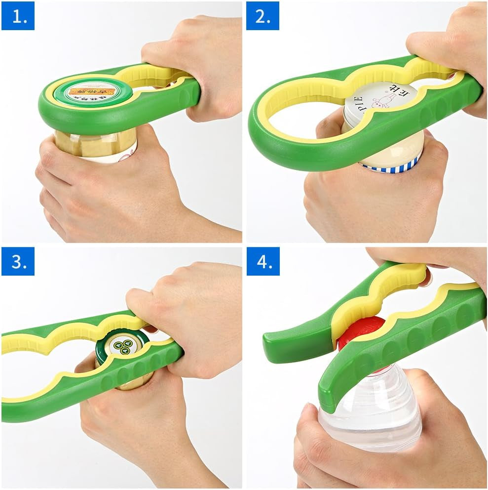 Ergonomic Jar and Bottle Opener with Silicone Grip for Effortless Lid Removal - Ideal for Seniors, Children, and Individuals with Arthritis (Green)