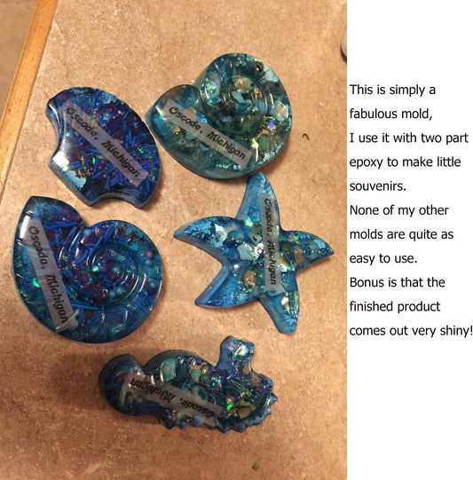 under the Sea Silicone Cake Mold Ocean Animal Dolphin/Fish/Conch/Starfish/Sea Shell/Seahorse/Mermaid Tail Soap Mold for Bath Bomb Jelly Mousse Candy Chocolate Mold Random Color