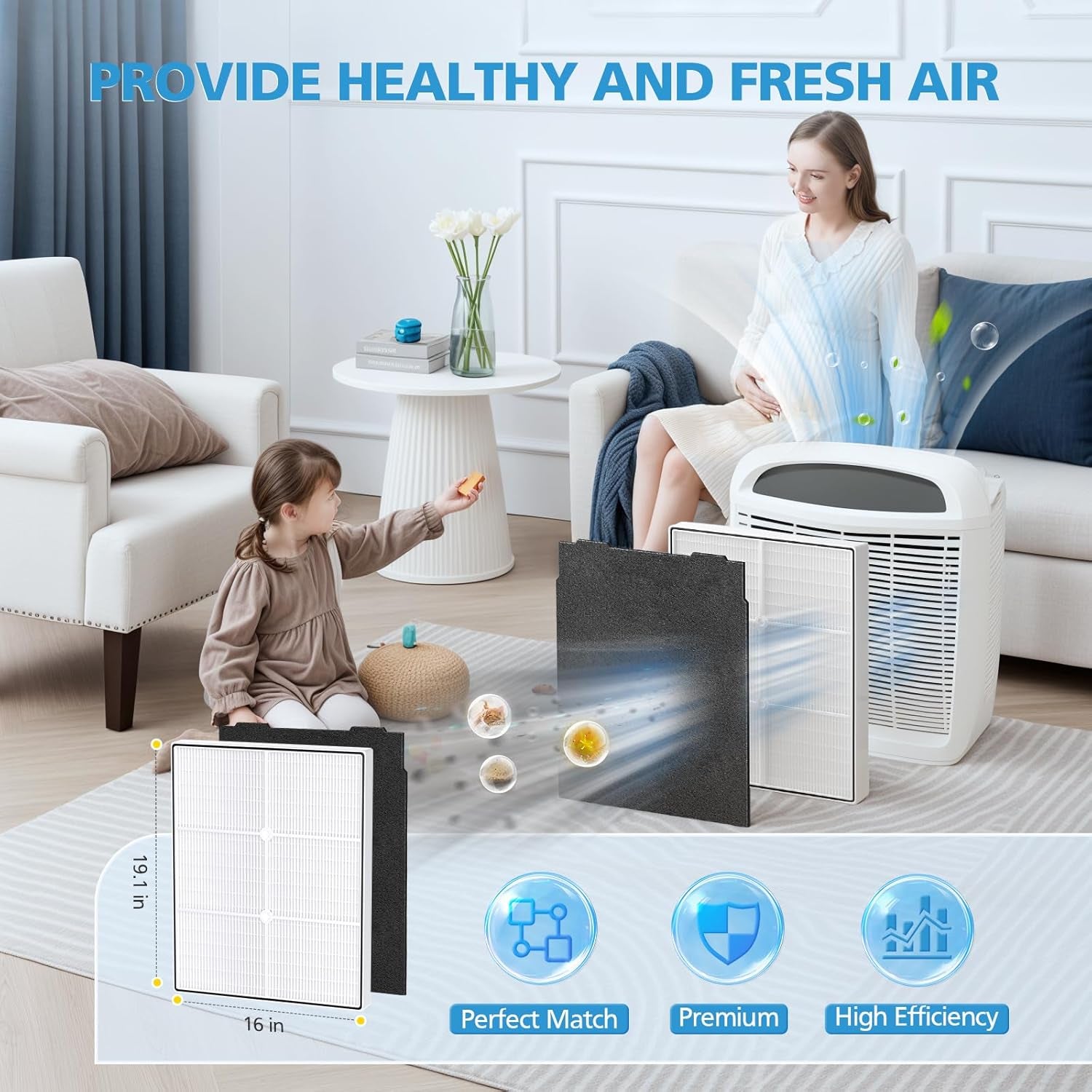 Replacement Filter Set for Whirlpool Whispure Air Purifiers AP450 and AP510 - Includes 1 HEPA Filter and 4 Carbon Filters (Compatible with Models 1183054K, 8171434K, AP45030K, AP51030K, WP500, WP1000)