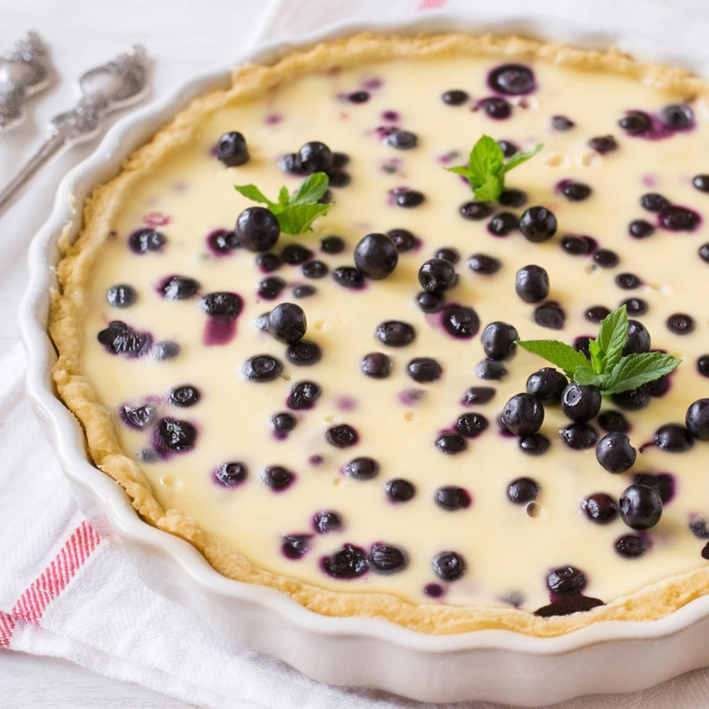 White round Porcelain Quiche Pan -Non-Stick- Perfect for Baking Tart Pies and Chicken Pot Pie-Dishwasher,Dish Microwave and Oven Safe (9Inch)