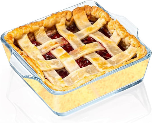 Glass Square Baking Dish Individual Portion Baking Pan for Oven Microwave Square Egg, Clear Prep Bowls with Handle (Transparent, 6")