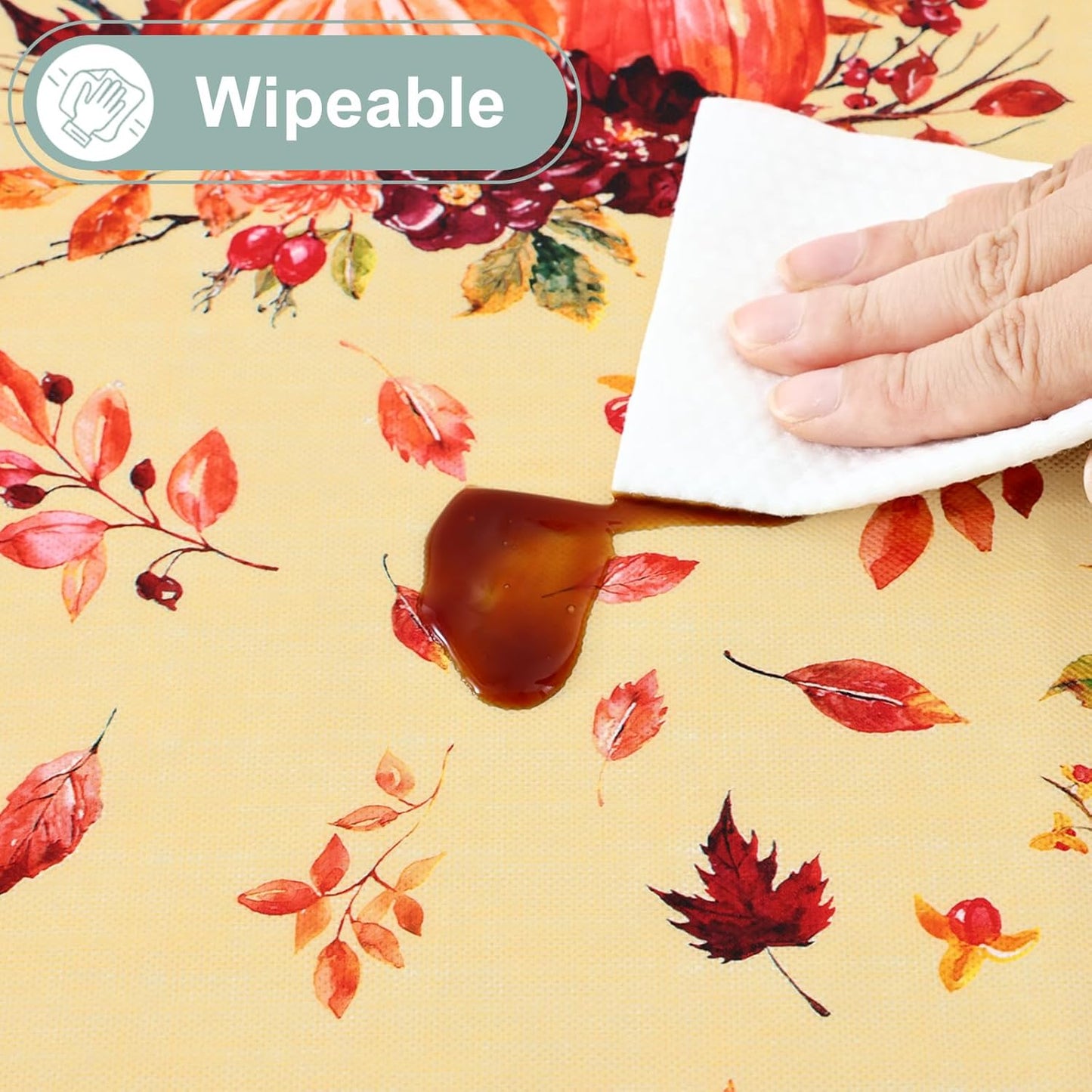 Rectangle Waterproof Vinyl Table Cloth, Wipeable Tablecloth with Flannel Backing, Plastic Table Cover for Fall, Thanksgiving (Pumpkin Truck, 60" X 84")