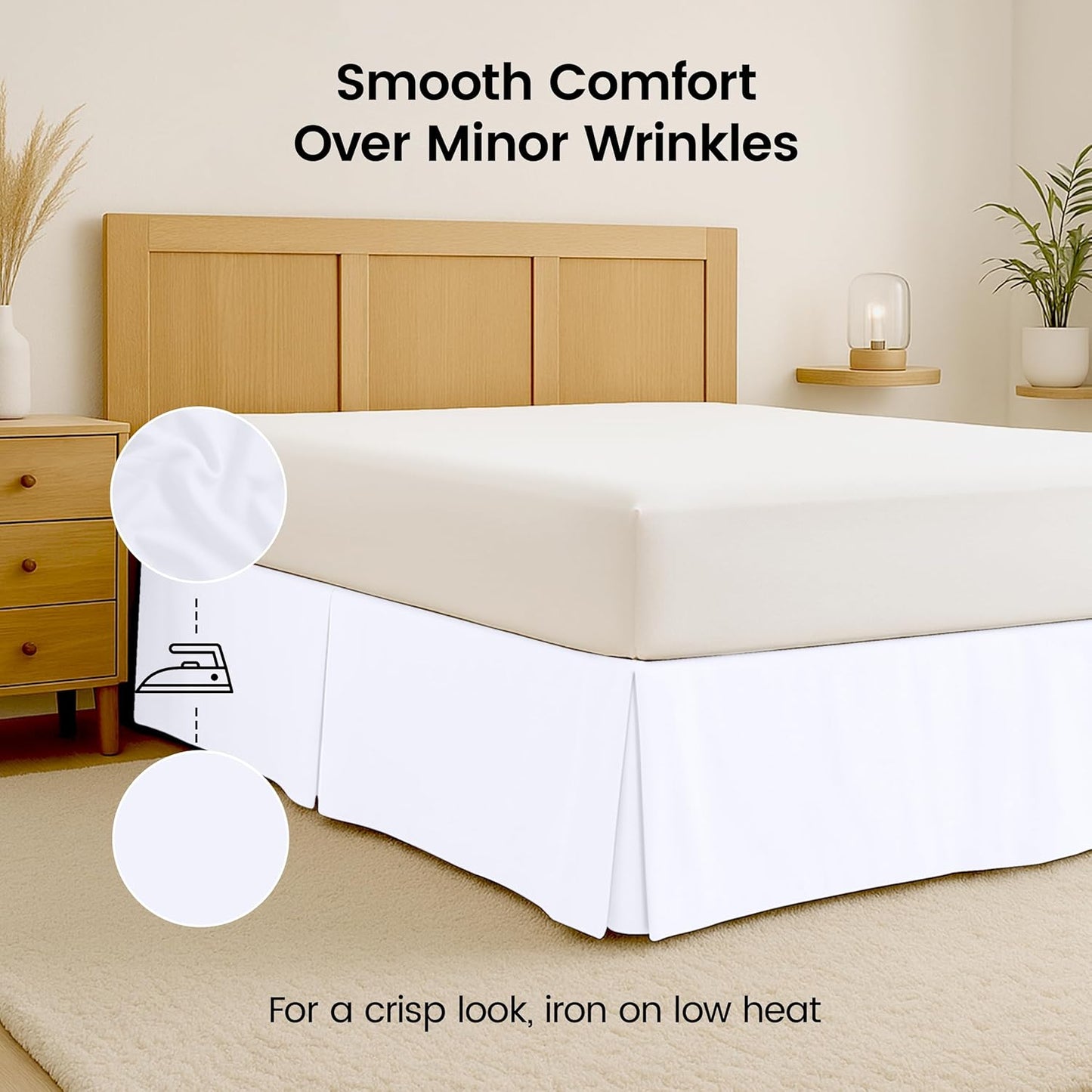 Queen Bed Skirt - Soft Quadruple Pleated Ruffle - Easy Fit with 16 Inch Tailored Drop - Hotel Quality, Shrinkage and Fade Resistant (Queen, White)