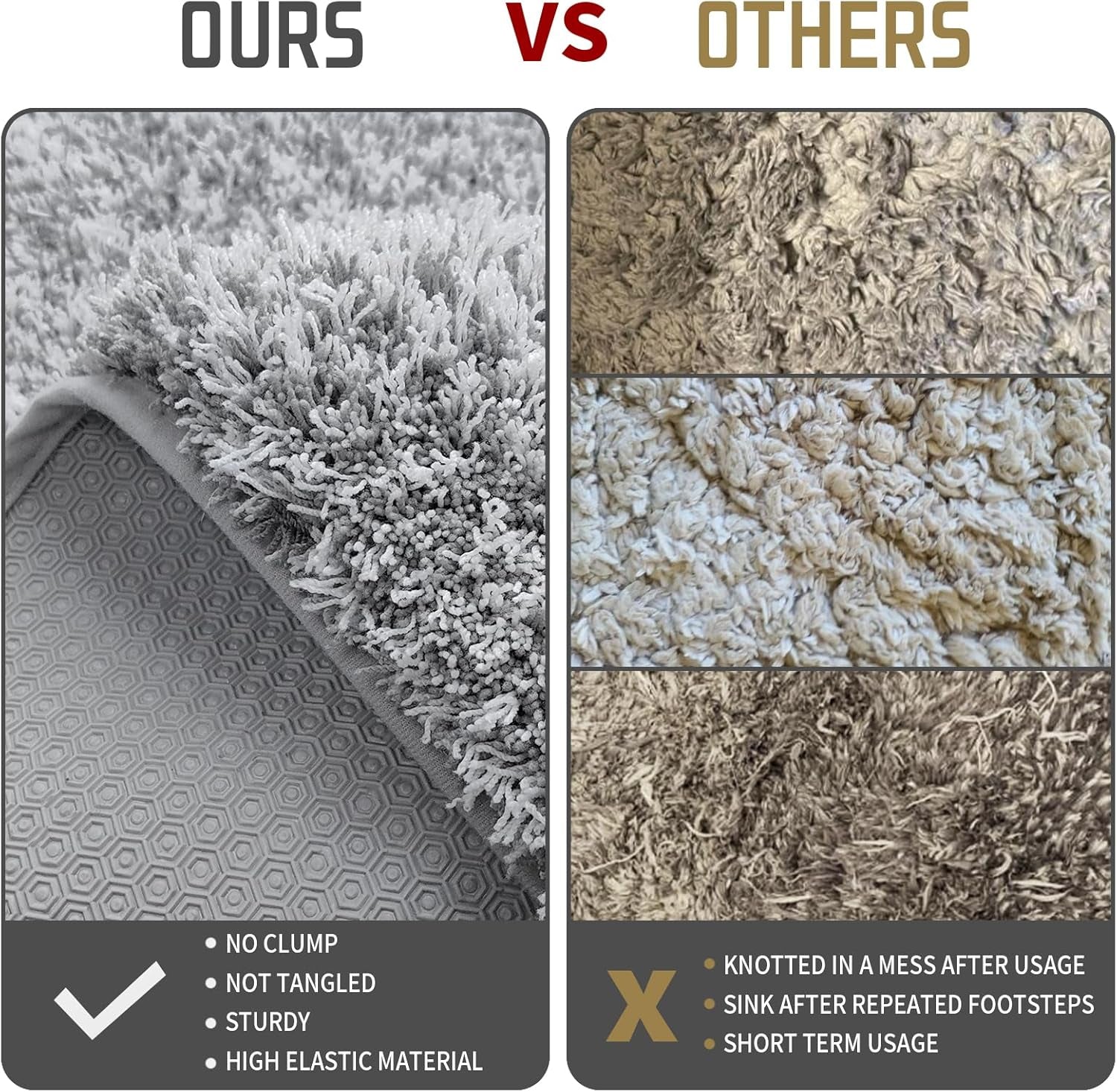 Bathroom Rugs Non Slip Washable 24X17, Ultra Soft and Water Absorbent Bath Mats, Plush Fluffy Shower Mat Outside, Microfiber Thick Matts for Bathroom Floor/Sink, Light Gray and White