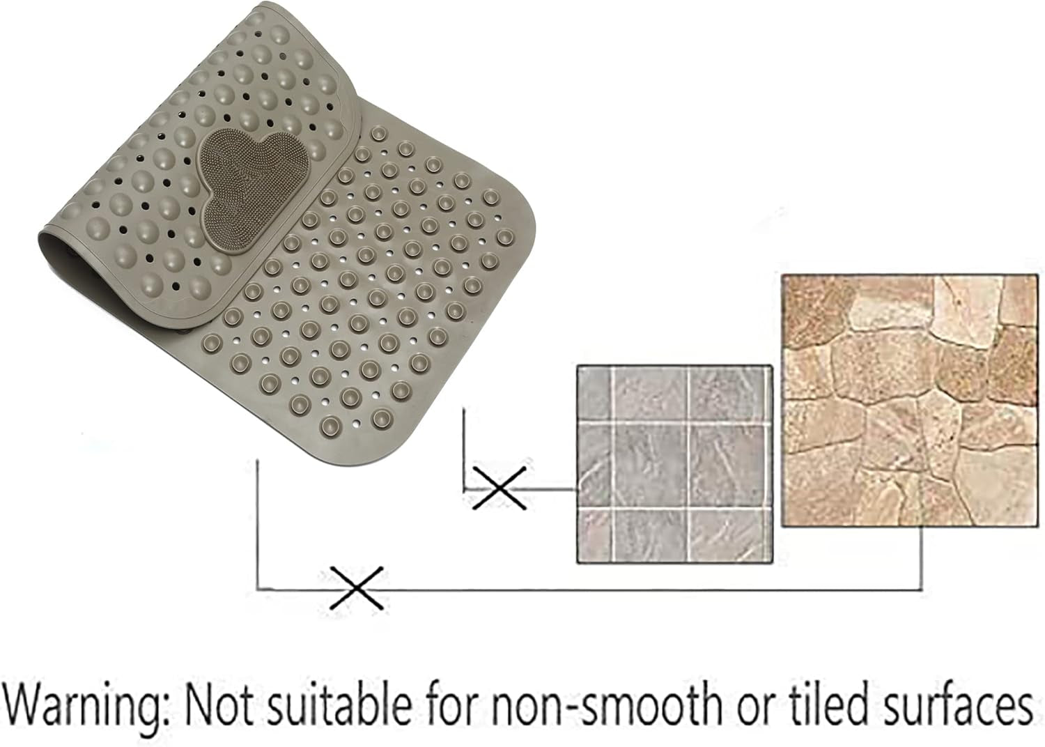 Bath Tub Mat Shower Mat Non Slip Bathtub Mats with Suction Cups Bath Mat for Tub Bathroom Mats 28" X 16" Machine Washable (Light Brown)