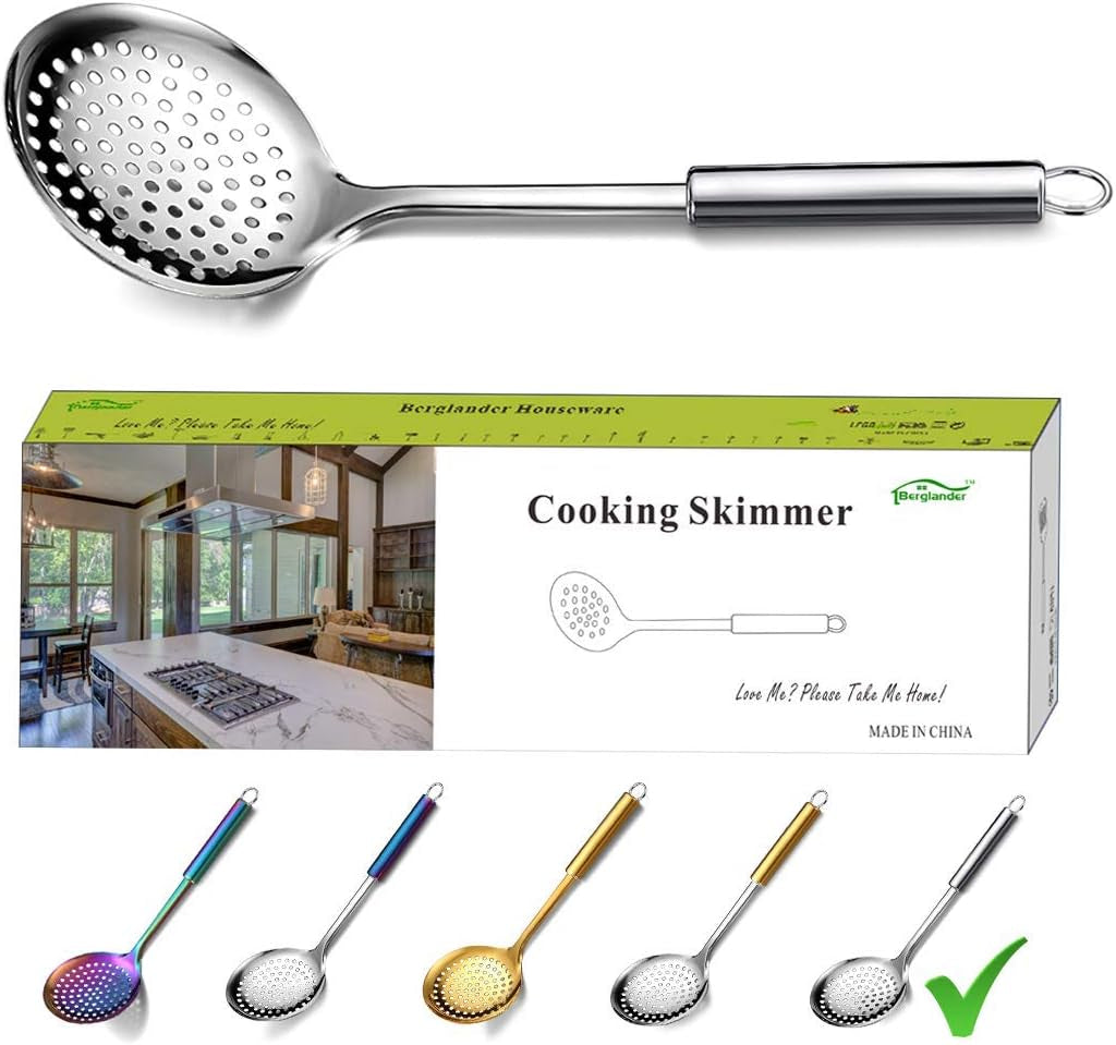 Stainless Steel Slotted Skimmer Spoon for Efficient Straining in Culinary Applications