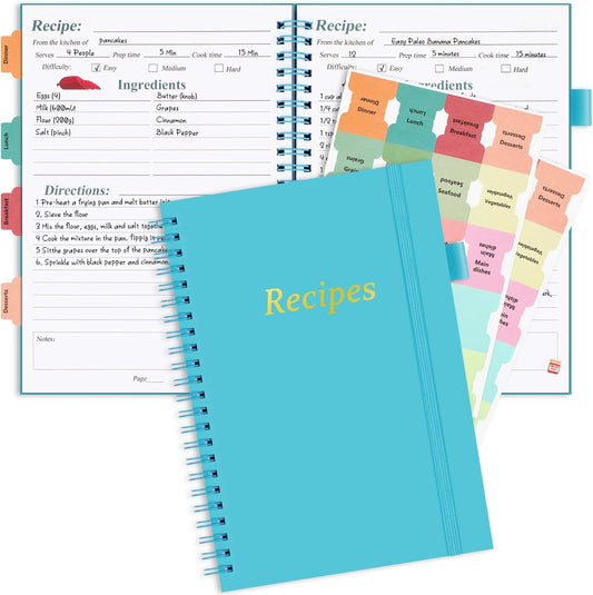 Recipe Book, Recipe Book to Write in Your Own Recipes, Blank Recipe Book, Recipe Notebook, Recipe Journal Hold 170 Recipes
