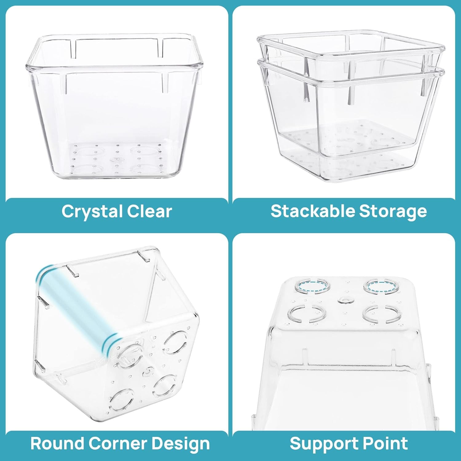 15 PCS Clear Plastic Drawer Organizers Set, 4-Size Versatile Bathroom and Vanity Organizer Trays, Non-Slip Storage Containers for Makeup, Jewelries, Bedroom,Kitchen Utensils and Office