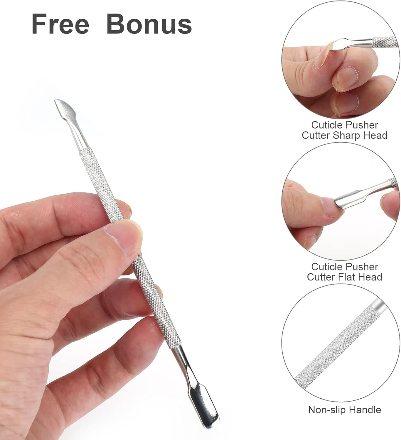 Metal Nail Cuticle Trimmer with Cuticle Pusher and Cutter, 2 PCS Professional Cuticle Remover Tool Kit, Cuticle Cutter Set, Cuticle Nippers, Cuticle Clippers for Women, Manicure Pedicure Tool