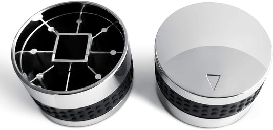 2 Pack Grill Control Knobs Replacement, Chrome Plated Plastic with Nonslip Grip, Fit BBQ Gas Grills with D Shaped Valve Stem, NOT Fit Recessed Flush Valve Stem, Include 2 Knobs and 6 Adaptors