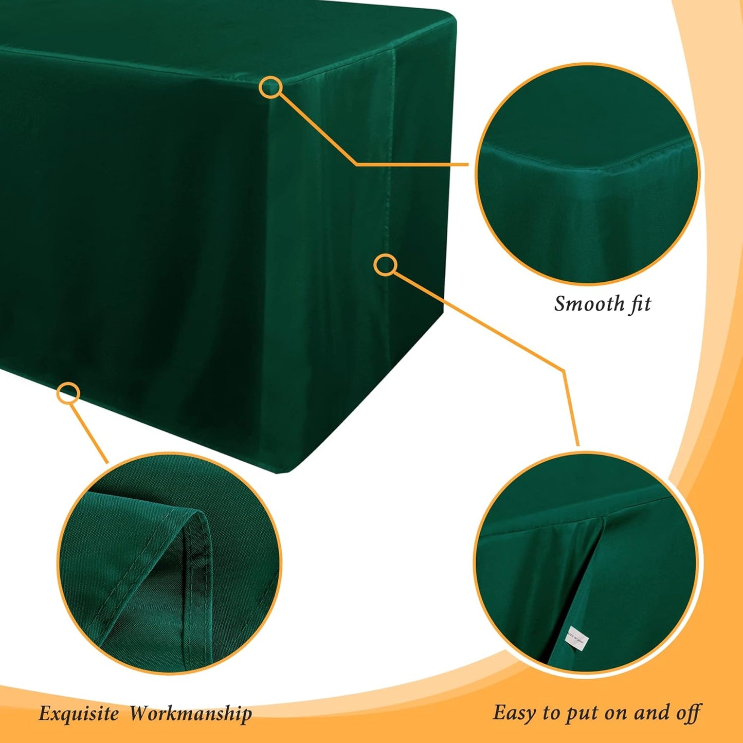 2 Pack Blackish Green Table Cloths for 6 Foot Rectangle Tables - Water Resistant Washable Fabric Polyester Rectangle Table Cover Protector for Wedding, Banquet and Trade Shows