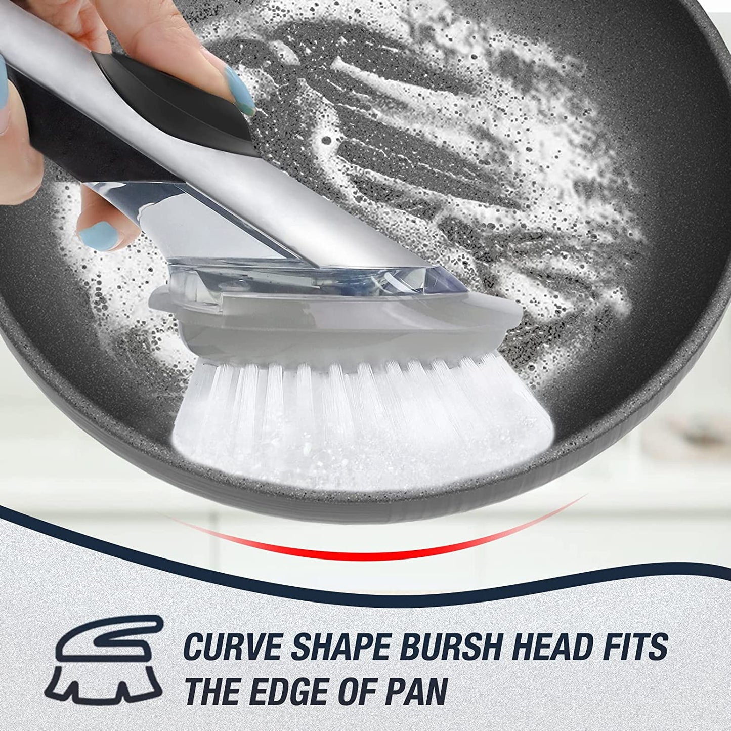 Brush Refills for OXO Dish Brush - 4 Pack Dish Brush Cleaning Soap Dispensing Head Replacement for Scrubber(Grey)