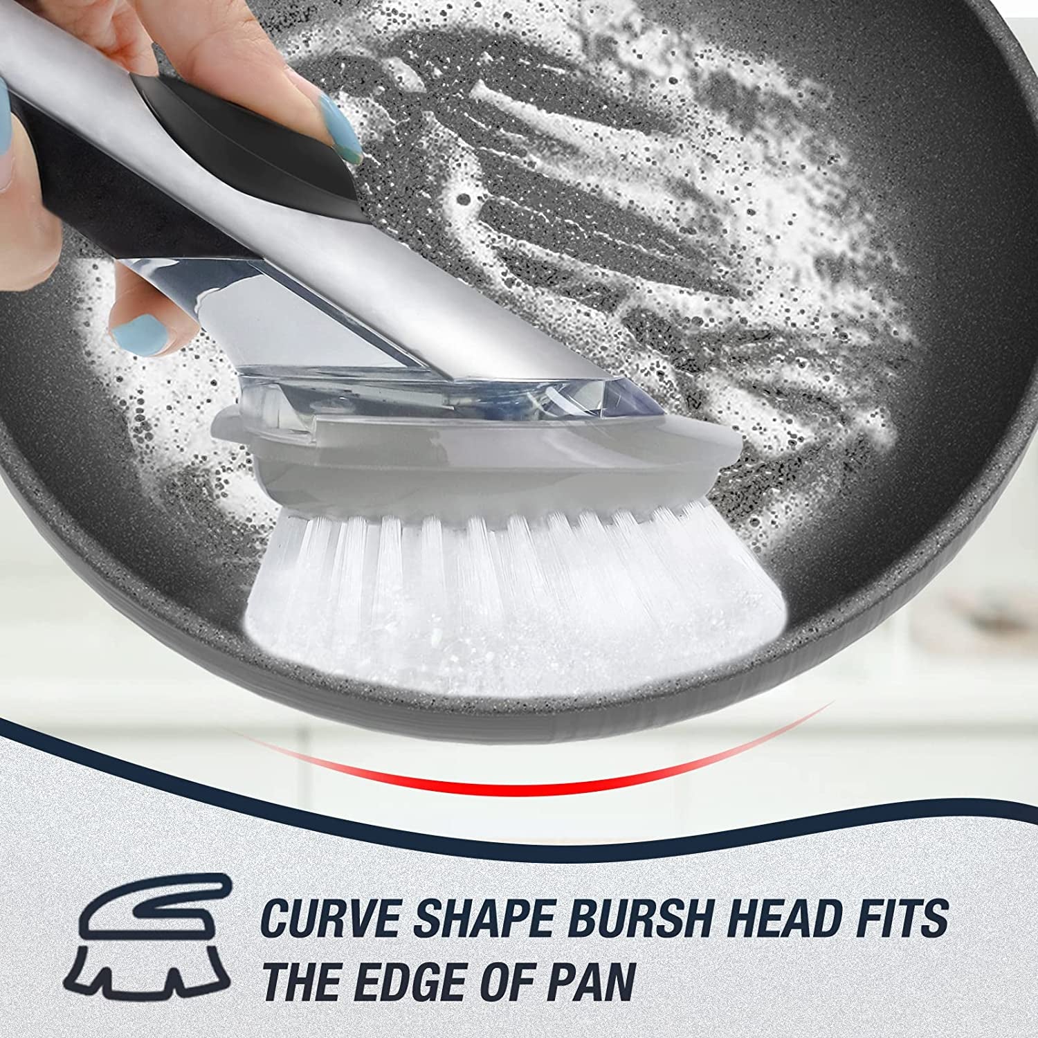 Brush Refills for OXO Dish Brush - 4 Pack Dish Brush Cleaning Soap Dispensing Head Replacement for Scrubber(Grey)