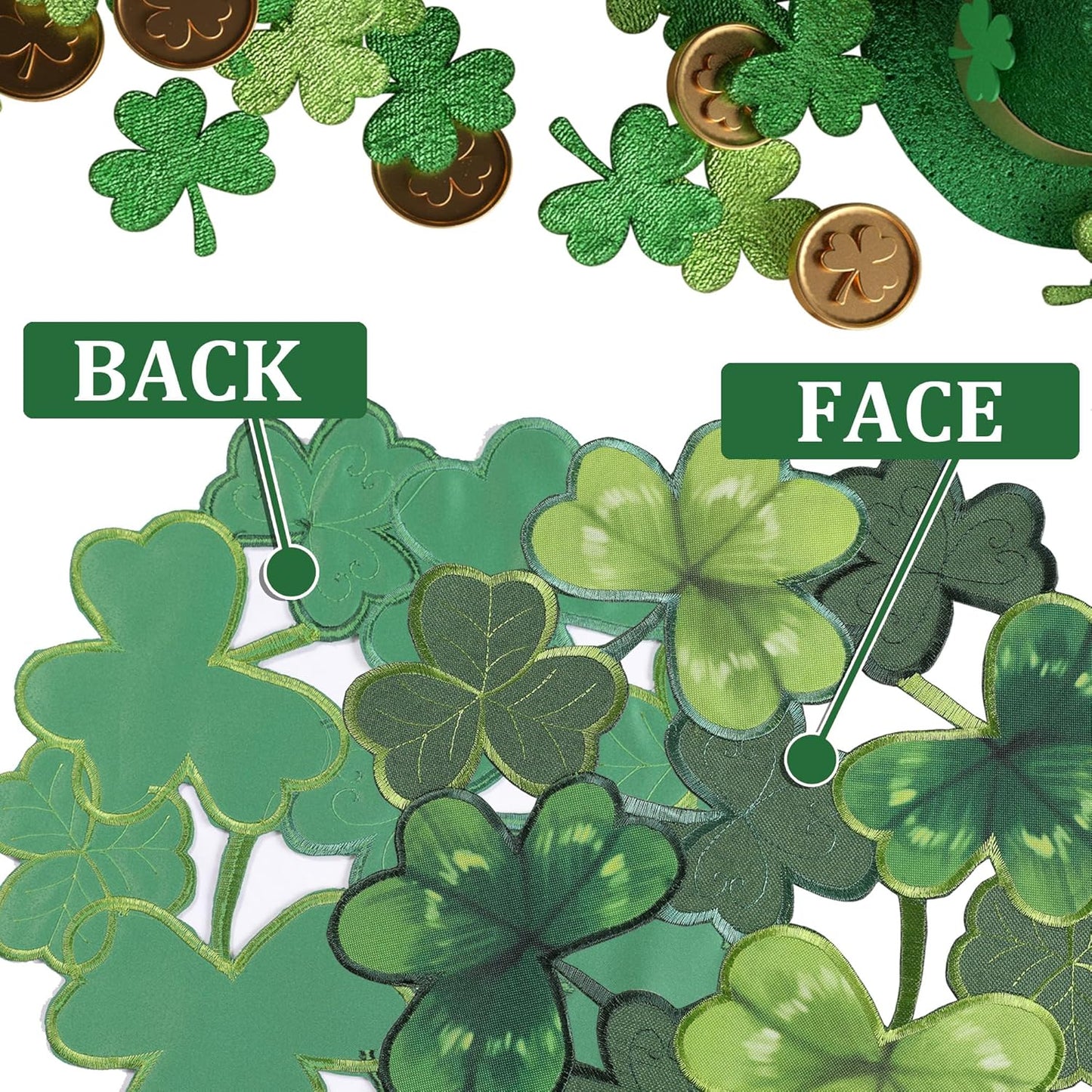 St. Patrick'S Day Placemats Set of 4, round Placemats Applique Embroidered Cutwork Spring Placemats with Irish Clover for Dining Irish Shamrock Spring Festival Tabletop Decor (15"RD, 4Pcs)