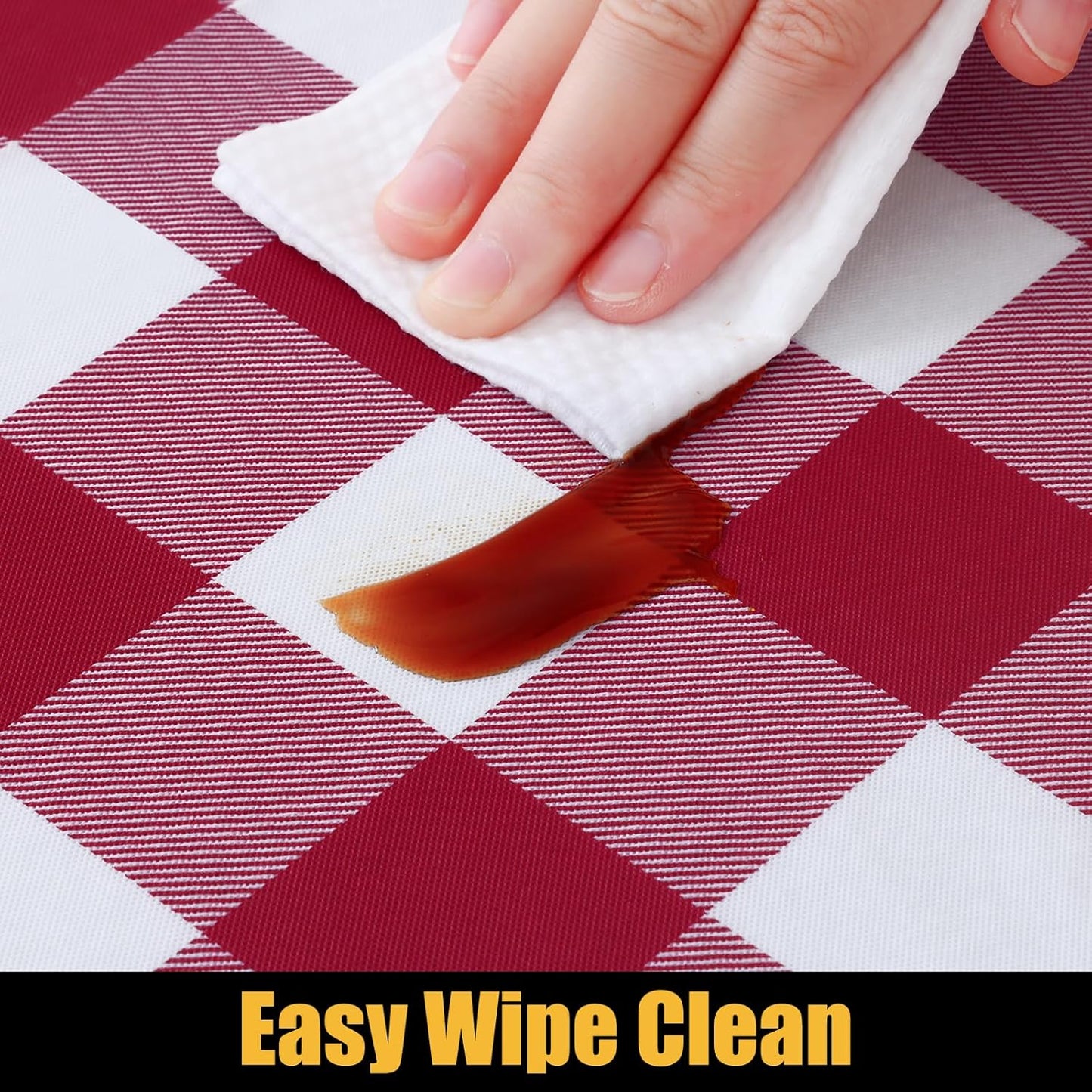 Rectangle Picnic Table Cloth, Elastic Waterproof Fitted Vinyl Tablecloths, Flannel Backed Buffalo Plaid Table Covers for Dining, Camping, Outdoor (Burgundy and White, 30" X 72")