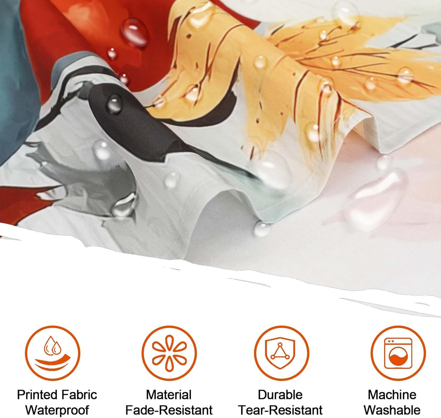 Fall Thanksgiving Shower Curtain, Waterproof Printed Harvest Autumn Floral Pumpkin Bathroom Curtain Decor, Farmhouse Halloween Shower Curtains for Bathroom, 72X72 Inch