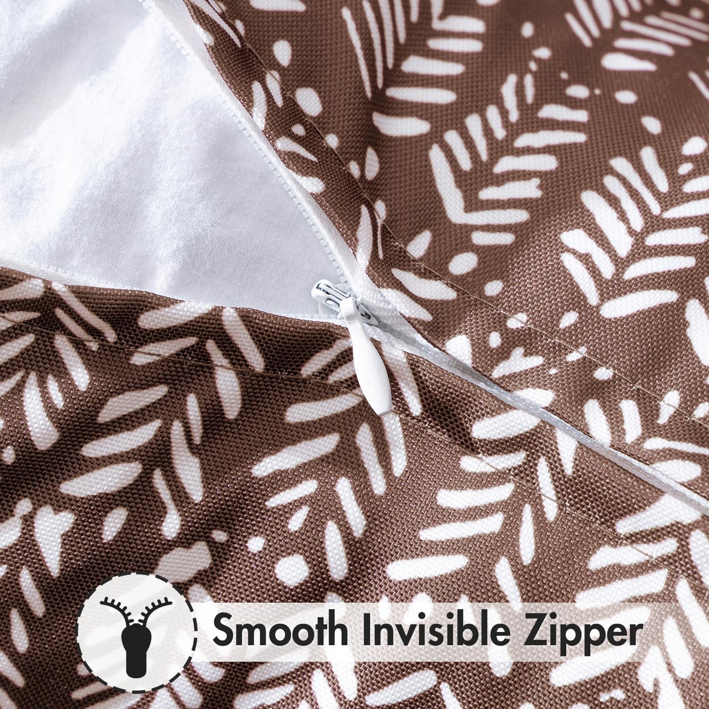 Outdoor Pillow Covers Waterproof Natural Floral Print Pillowcases Pack of 2 Decorative Boho Accent Cushions for Summer Patio Funiture Garden Tent Porch Bench,Brown 20X20 Inch