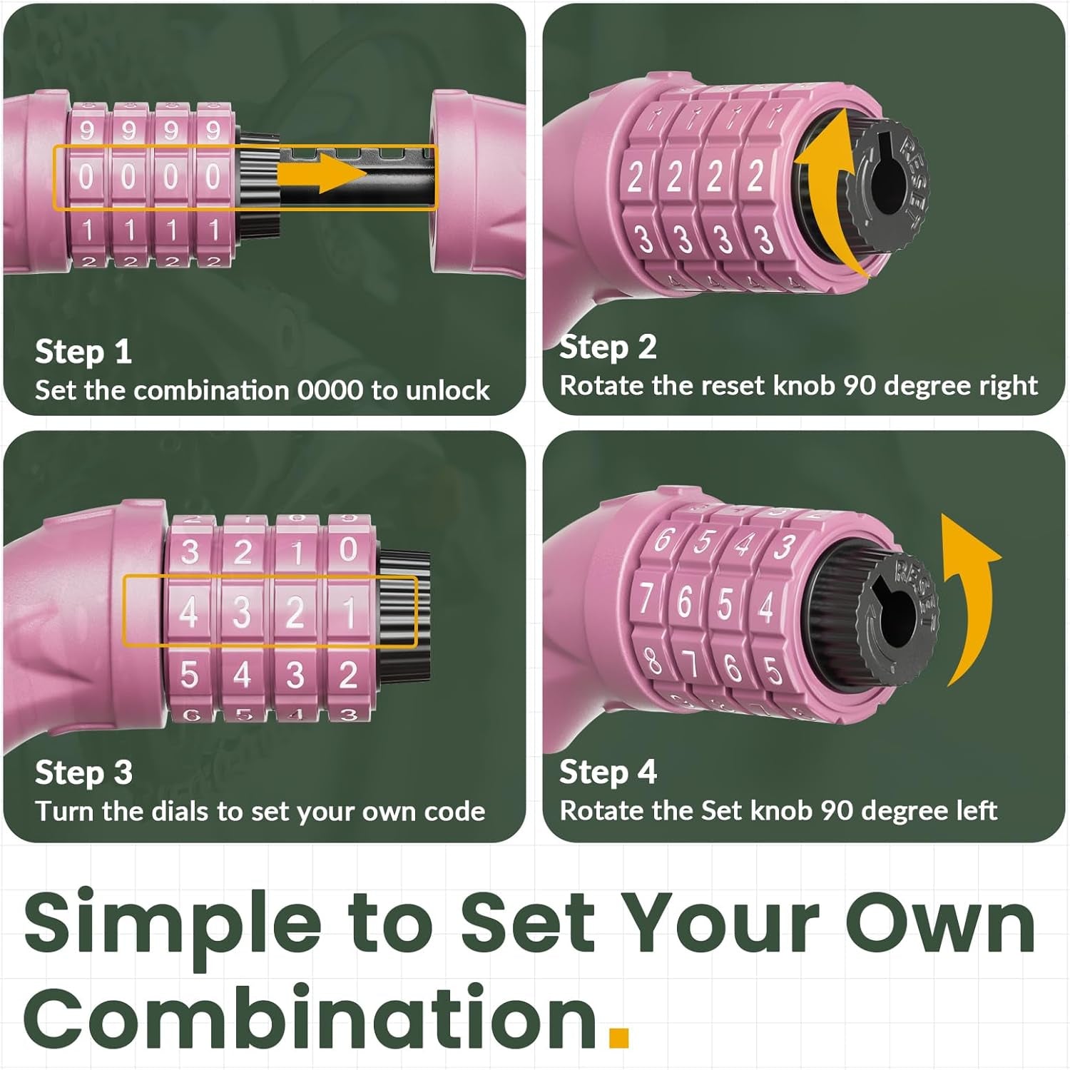 Bike Lock, Bicycle Lock 4 Feet Cable Lock 1/2 Inch Resettable Bike Lock Combination with Mounting Bracket, Bike Accessories for Bicycle, Electric Scooter, Motorcycle