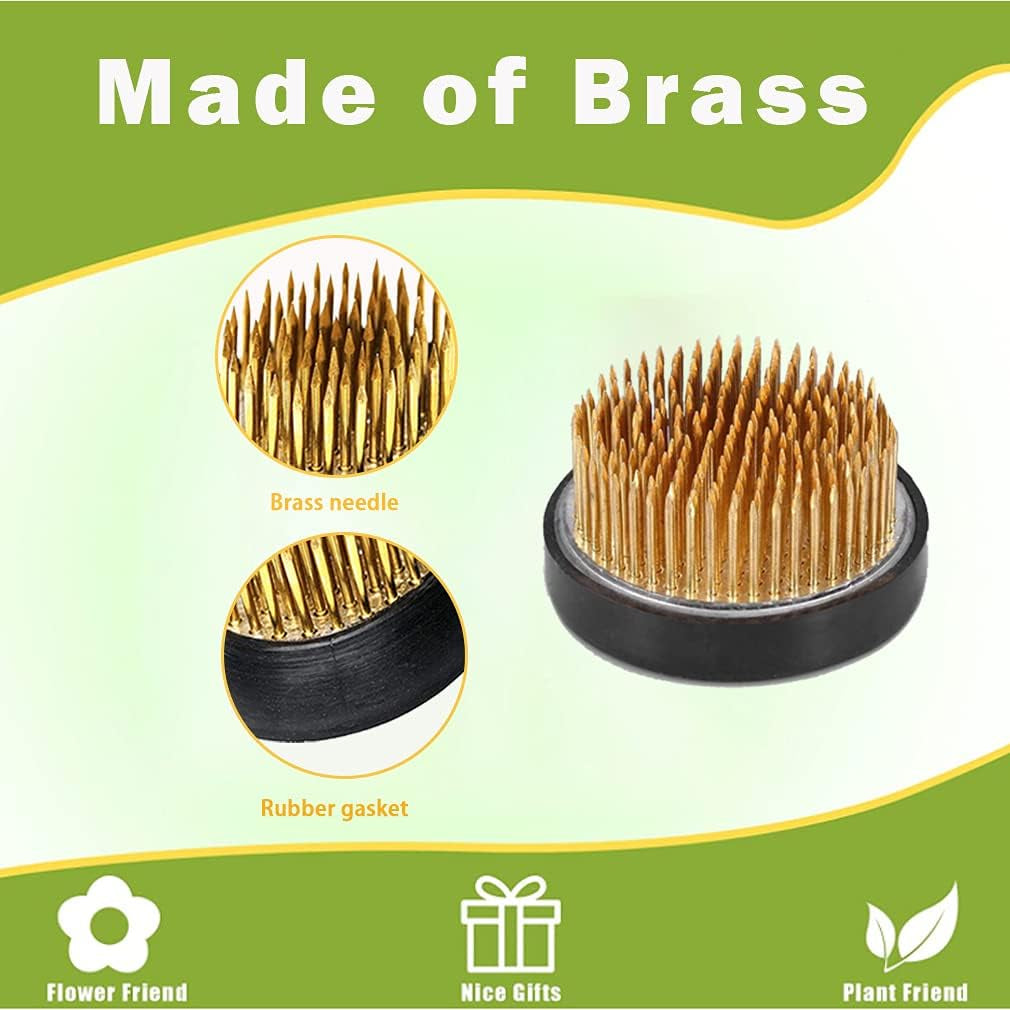 3PCS Flower Frog Holder/Round Flower Fixed Tools with Brass Needle,3 Sizes Flower Arrangement Pin for Garden Home Decoration(0.9Inch 1.34Inch 1.6Inch)