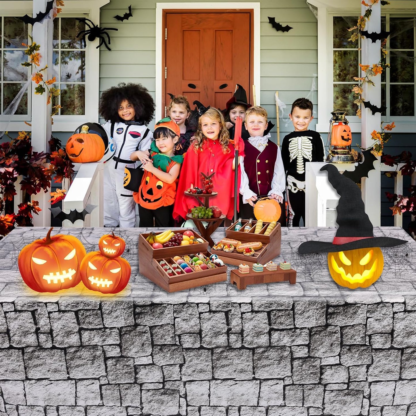 3 Packs Stone Wall Tablecloths 54 X 108 Inch Halloween Table Cloth Stone Printed Table Cover Wallpaper Plastic Medieval Castle Knight Themed Backdrop Stones Brick Tablecovers for Birthday Party