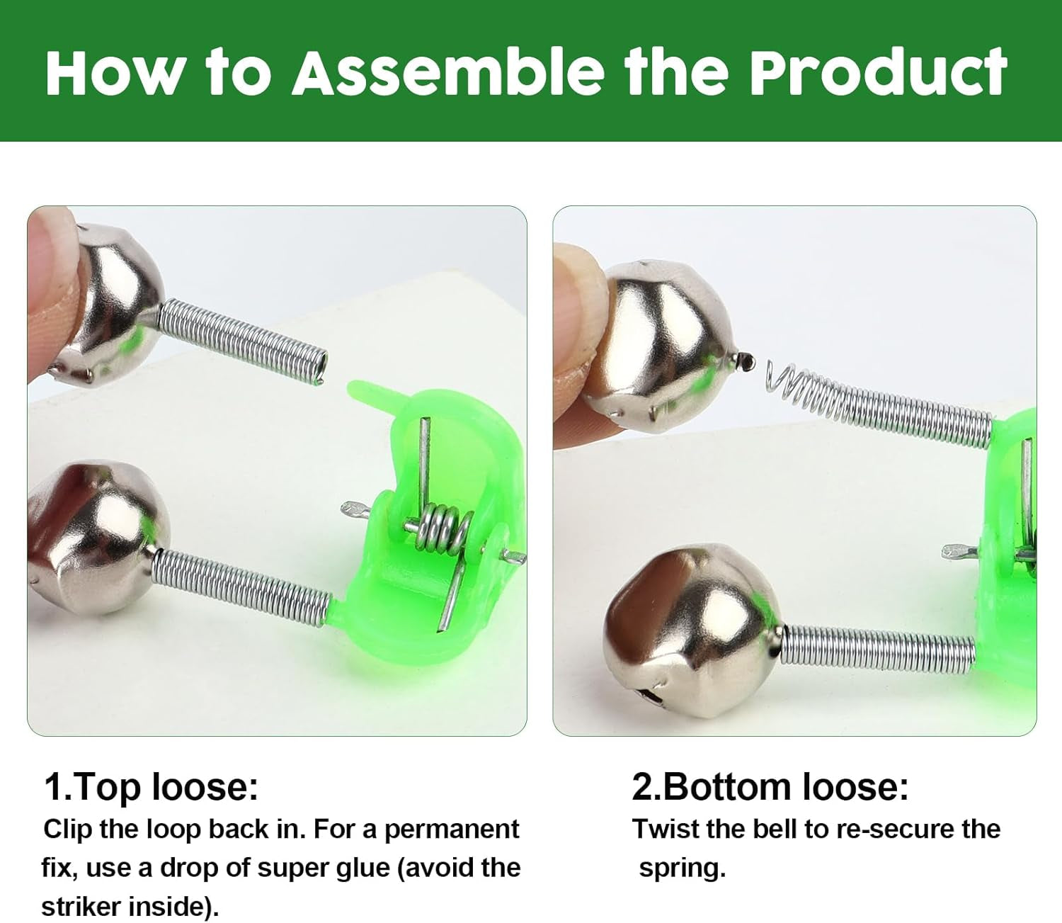 Fishing Bells for Rods - Catfish Bells for Fishing Poles, Fishing Bite Alarm Clip on Bells for Fish