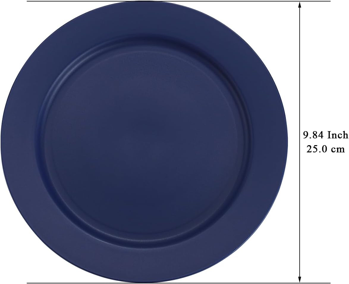 12-Piece Reusable 10-Inch Plastic Dinnerware Set in FR Color - Unbreakable Flat Plates, Salad Plates, and Pasta Bowls for Home, Garden, Picnic, Camping, and Outdoor Use