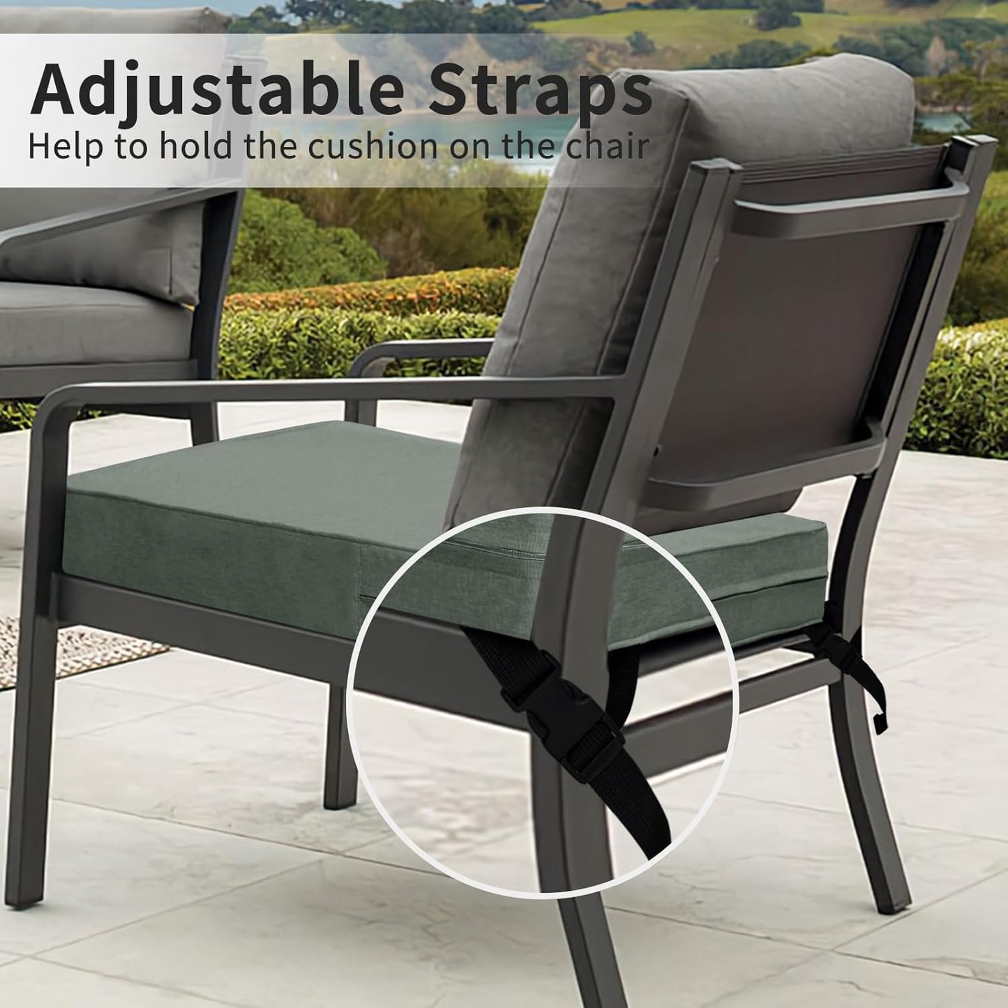 Patio Cushion Covers 22X20X4 Inch 4 Pack, Linen Look Outdoor Water Resistant Chair Seat Cushion Slipcover with Zipper for Outdoor Furniture, Covers Only! Sage Green