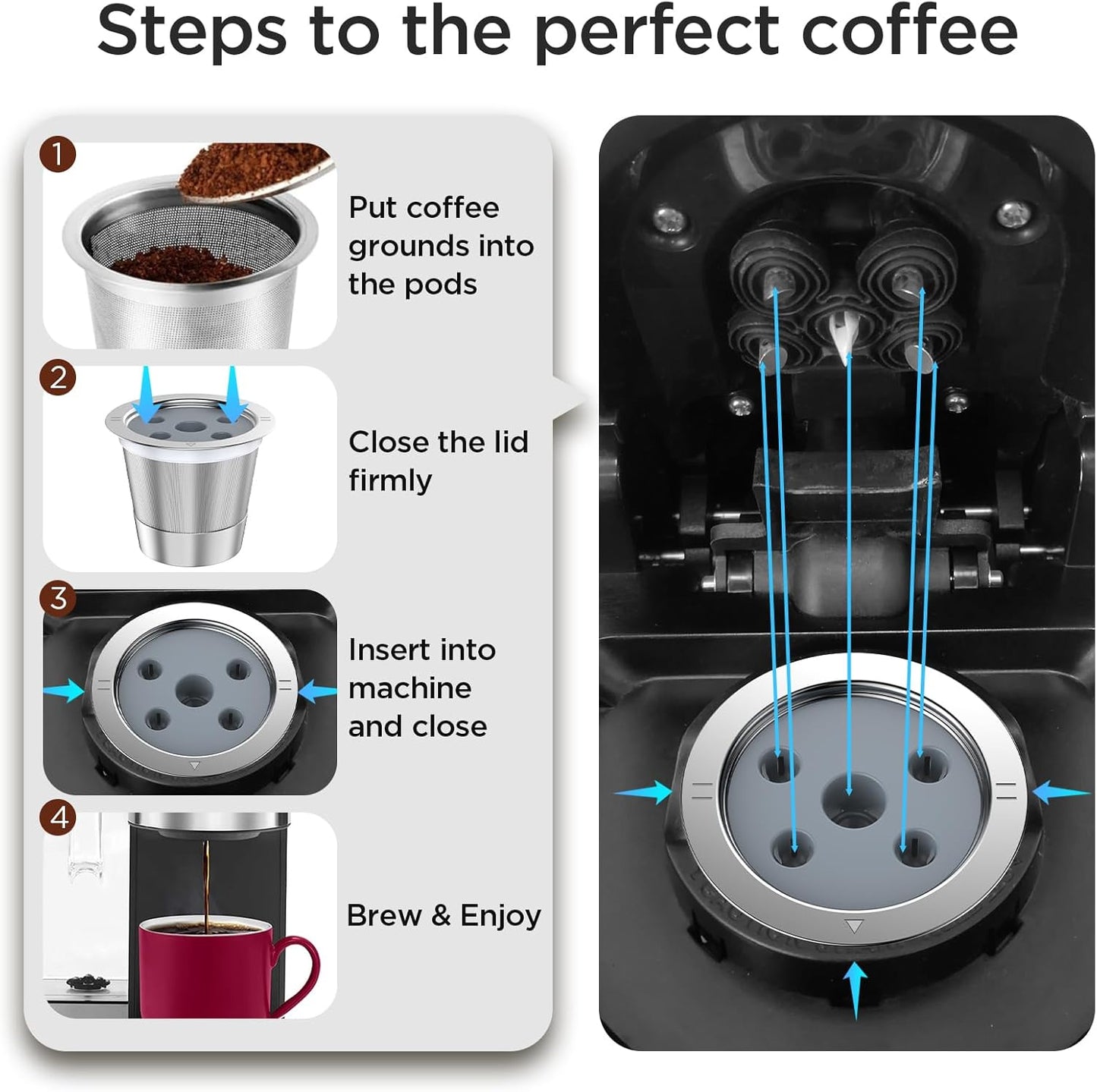 Reusable K Cups for Ke K Supreme Refillable K Cups for Ke K Supreme plus Coffee Maker (New 1 Pack)