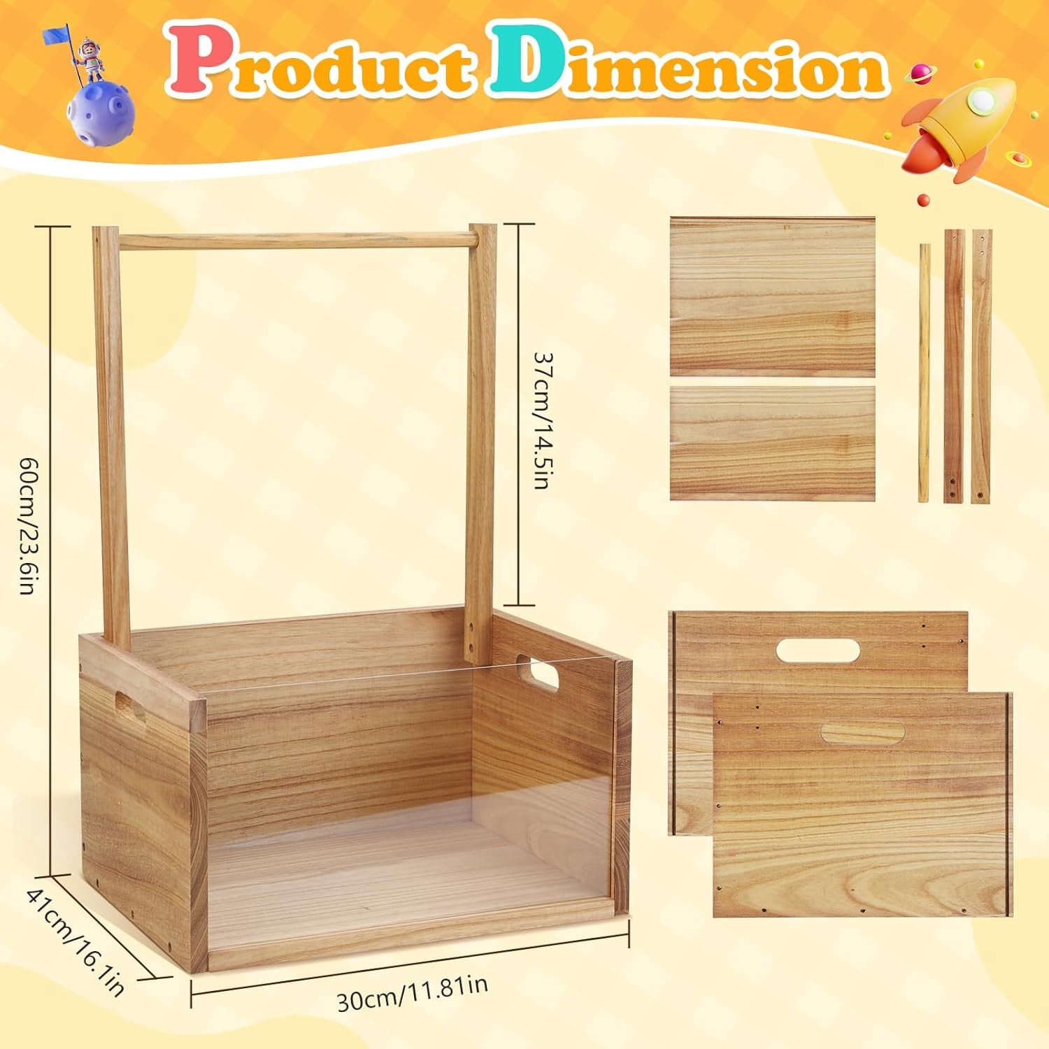 Elegant Wooden Baby Shower Crate with Handle - Ideal Gift Basket for Baby Clothes and Thoughtful Pregnancy Gifts for New Parents