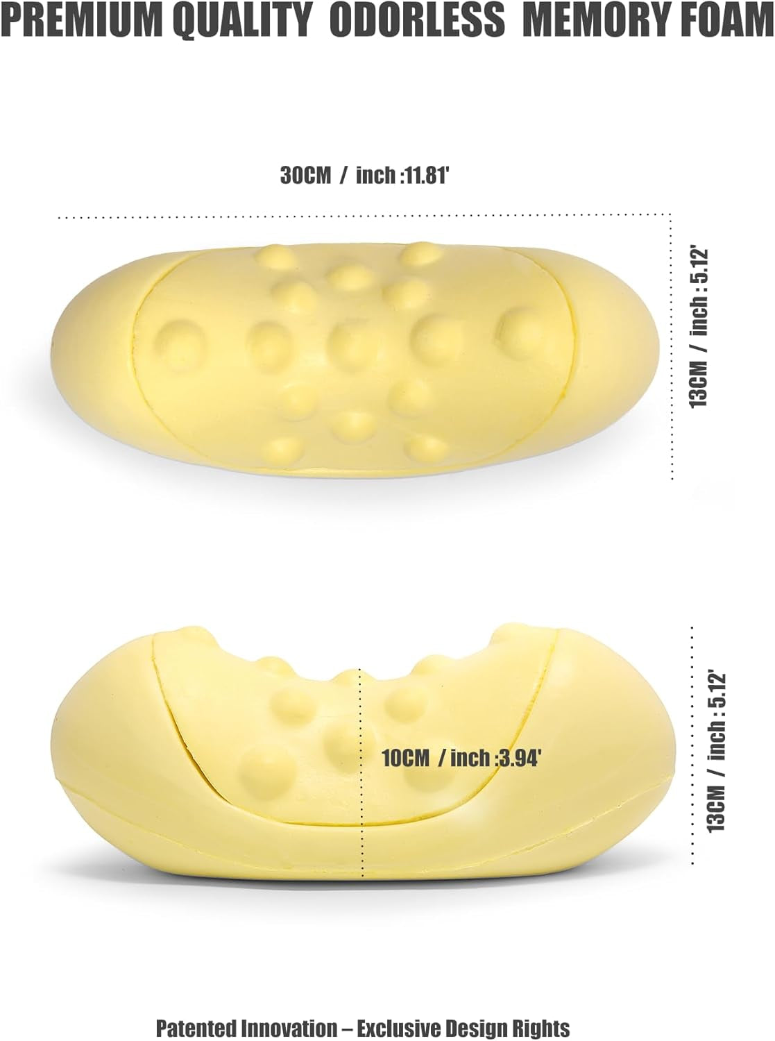 Patented Dual-Layer Cervical Neck Roll Pillow-Comfort Top + Firm Memory Foam Base,Ergonomic Contour Support,Cooling Breathable Case- Relieves Neck Pain from Office,Travel,Sleep& Poor Posture