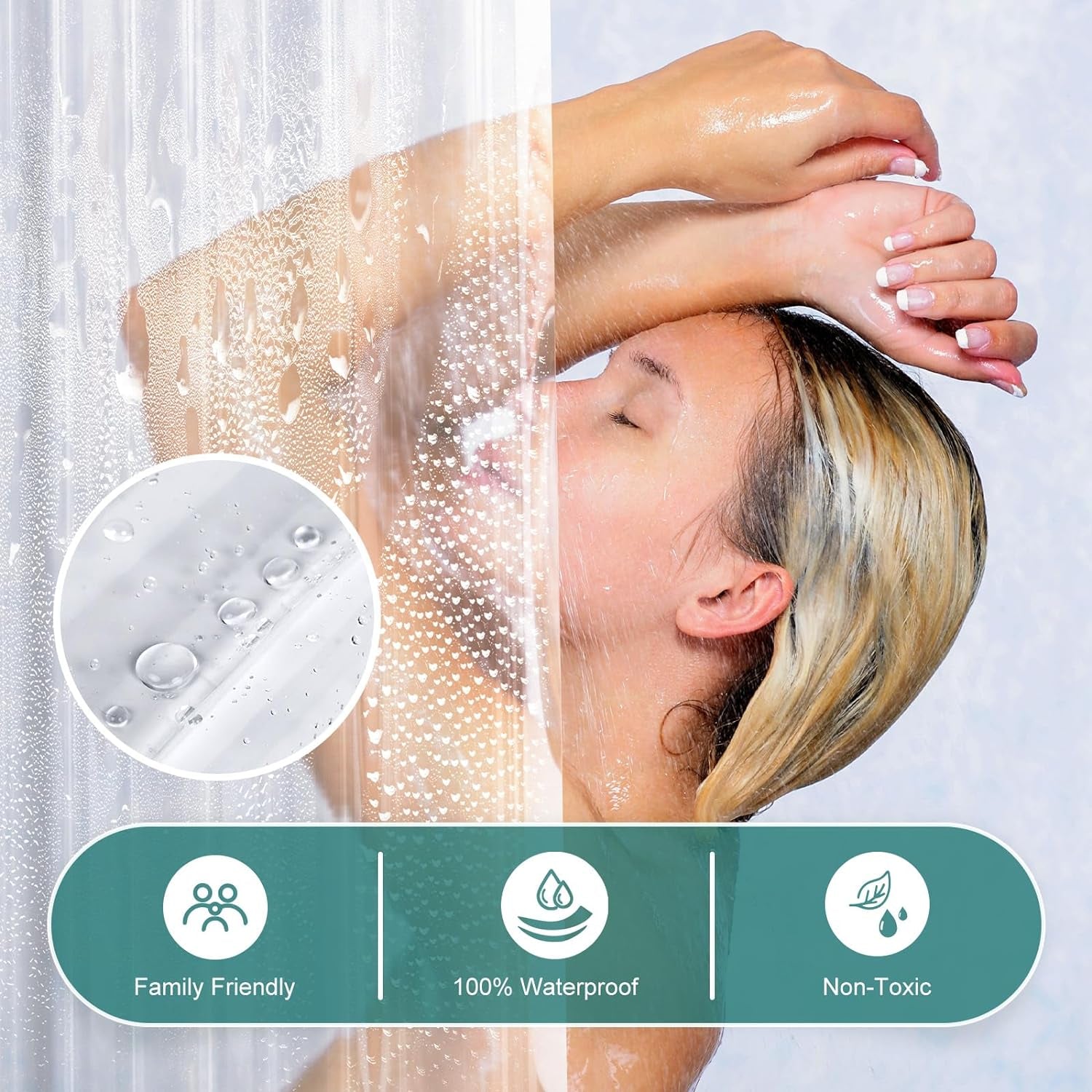 Heavy Duty Stall Shower Curtain Liner 12 Gauge, 36 X 72 Inches Clear Weighted Plastic Shower Liner with 2 Weighted Stones and 6 Rustproof Metal Grommet