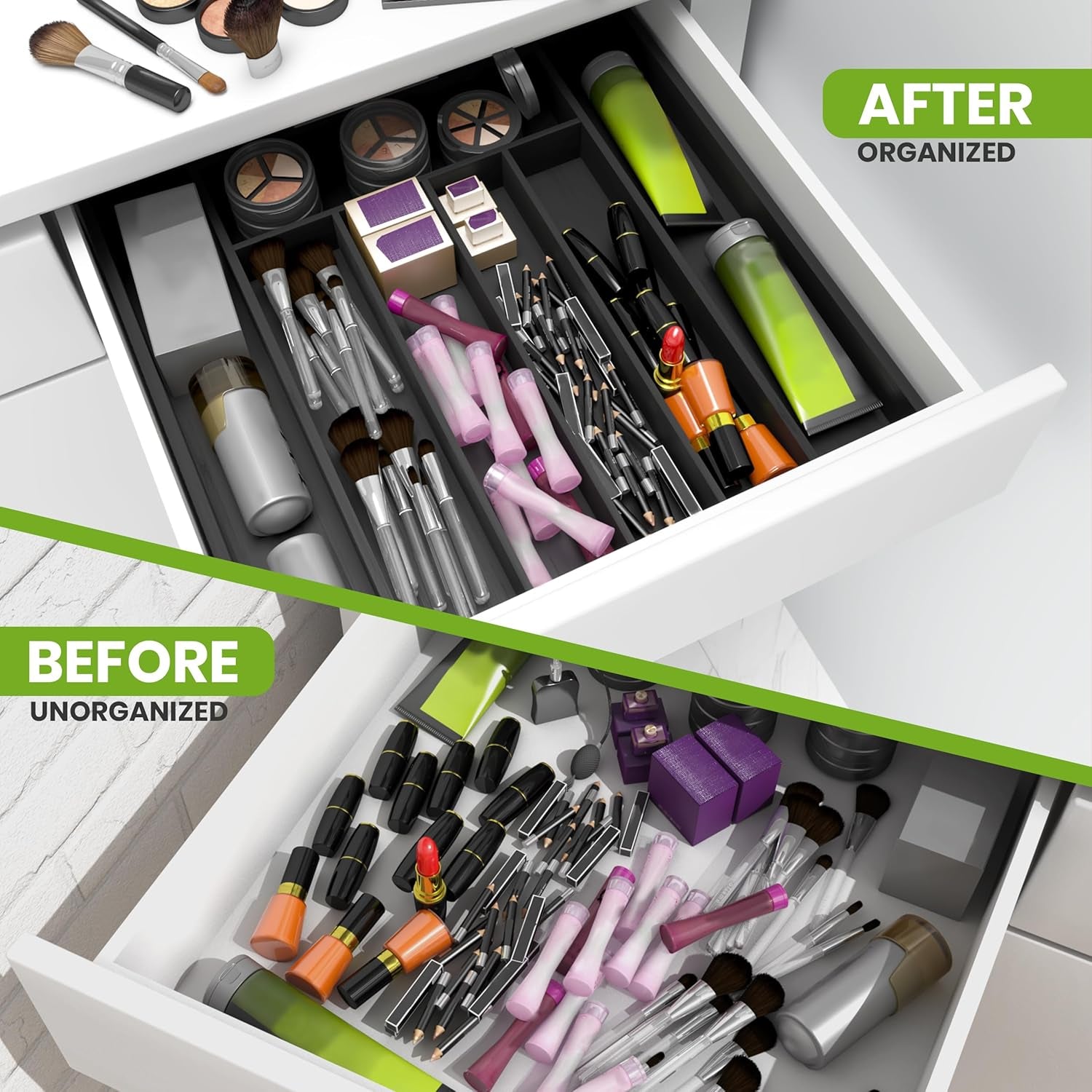 Expandable Bamboo Utensil Drawer Organizer, Silverware Organizer for Cutlery, Flatware Holder (5-7 Slots, Natural) - Pack of 1