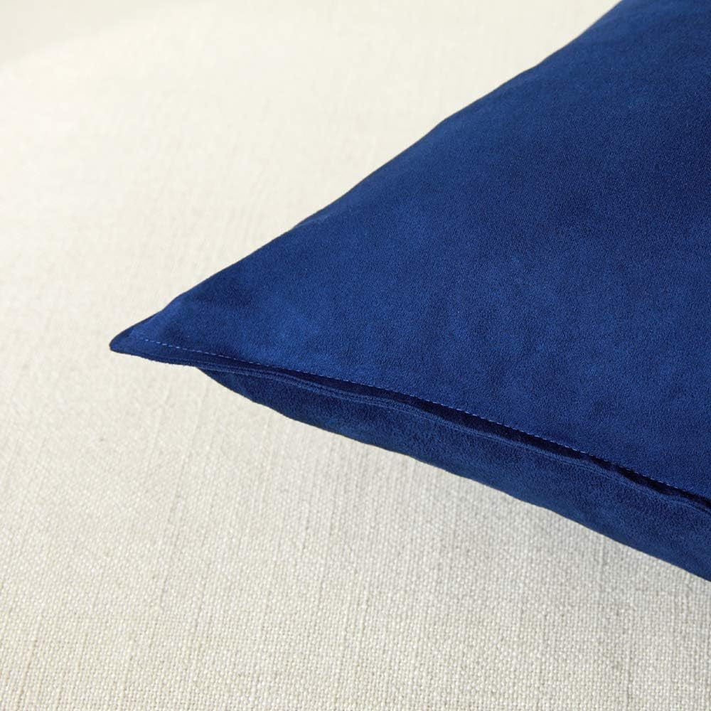 2 Packs Premium Faux Suede Decorative Throw Pillow Covers, Super Soft Square Pillow Case,Solid Cushion Cover for Couch/Sofa/Bedroom (16"X 16",Set of 2, Navy Blue)
