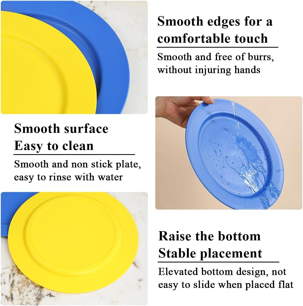 12-Piece Set of 10" Reusable and Unbreakable Plastic Dinner Plates, Salad Plates, and Pasta Bowls - Ideal for Home, Garden, Picnics, and Camping
