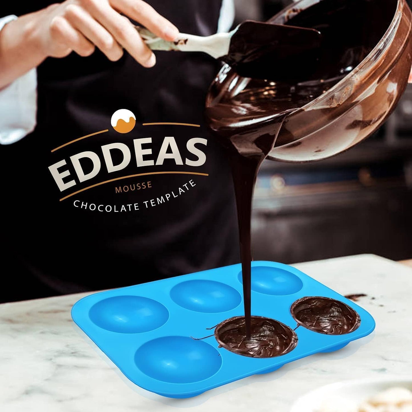 Half Sphere Silicone Molds,  4 Packs 6-Cavity Semi Silicone Dome Molds for Baking, Making Hot Chocolate/Cocoa Bombs, Jelly, Cupcake, Pudding and Dome Mousse