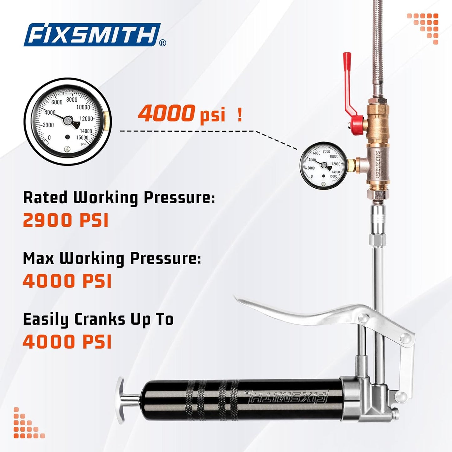 Mini Grease Gun, Small Pistol Grip Grease Gun, Design for 3Oz Cartridges. with 6.6 Inch Rigid Extension Pipe, 3-Way Loading, 4000 PSI Max Pressure